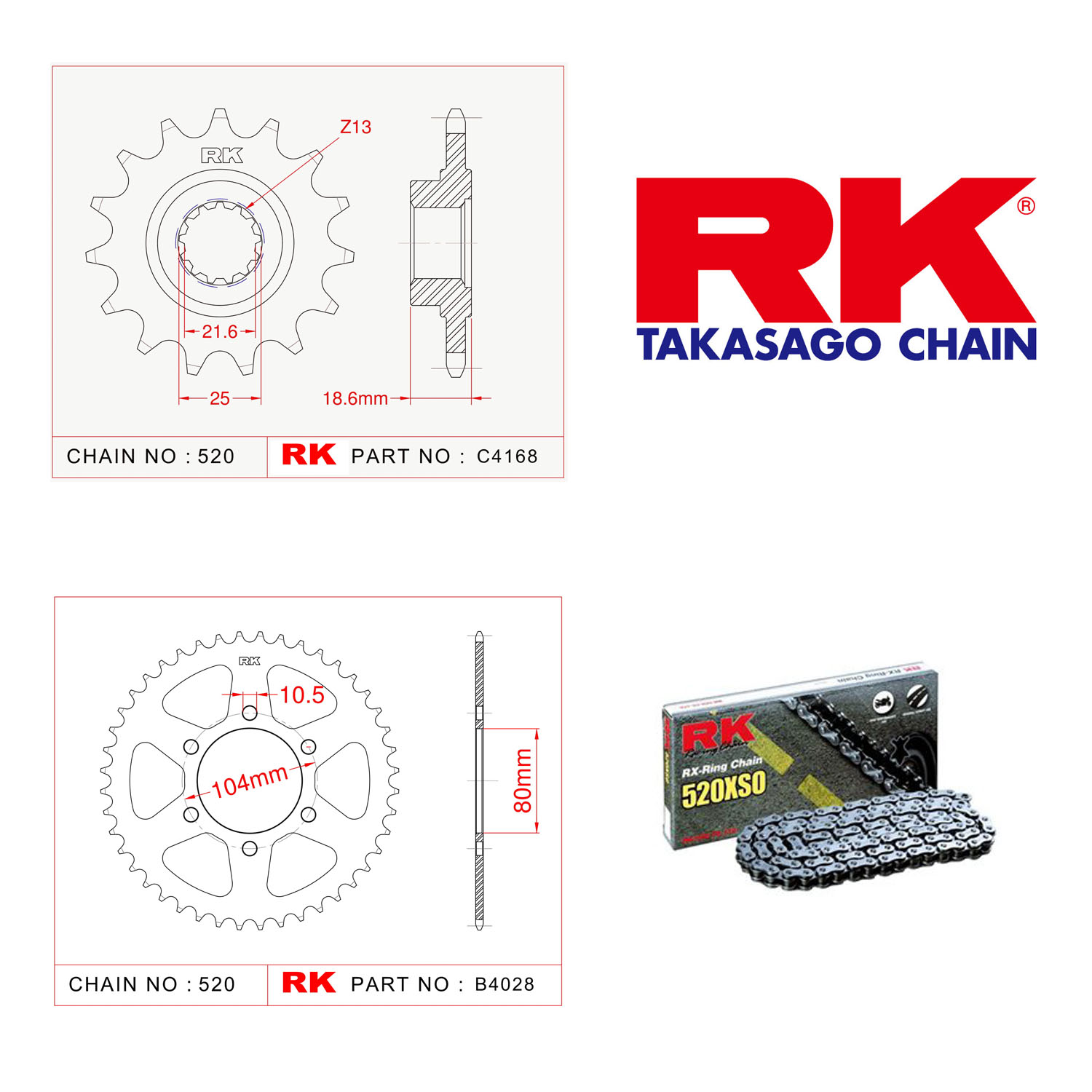 Rk X-ring Zincir Dişli Set 520 XSO 15/43T