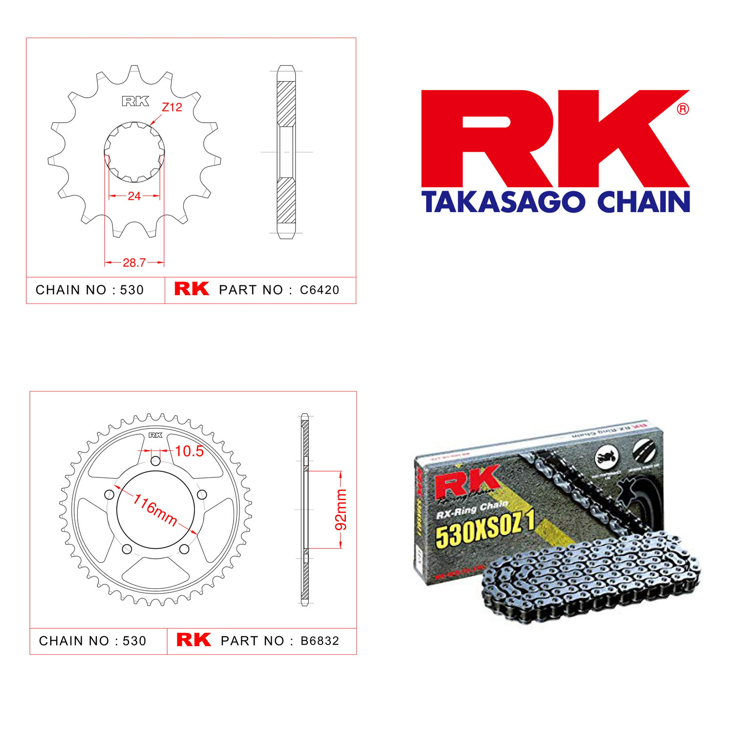 Rk X-ring Zincir Dişli Set 530 XSO-17/42T