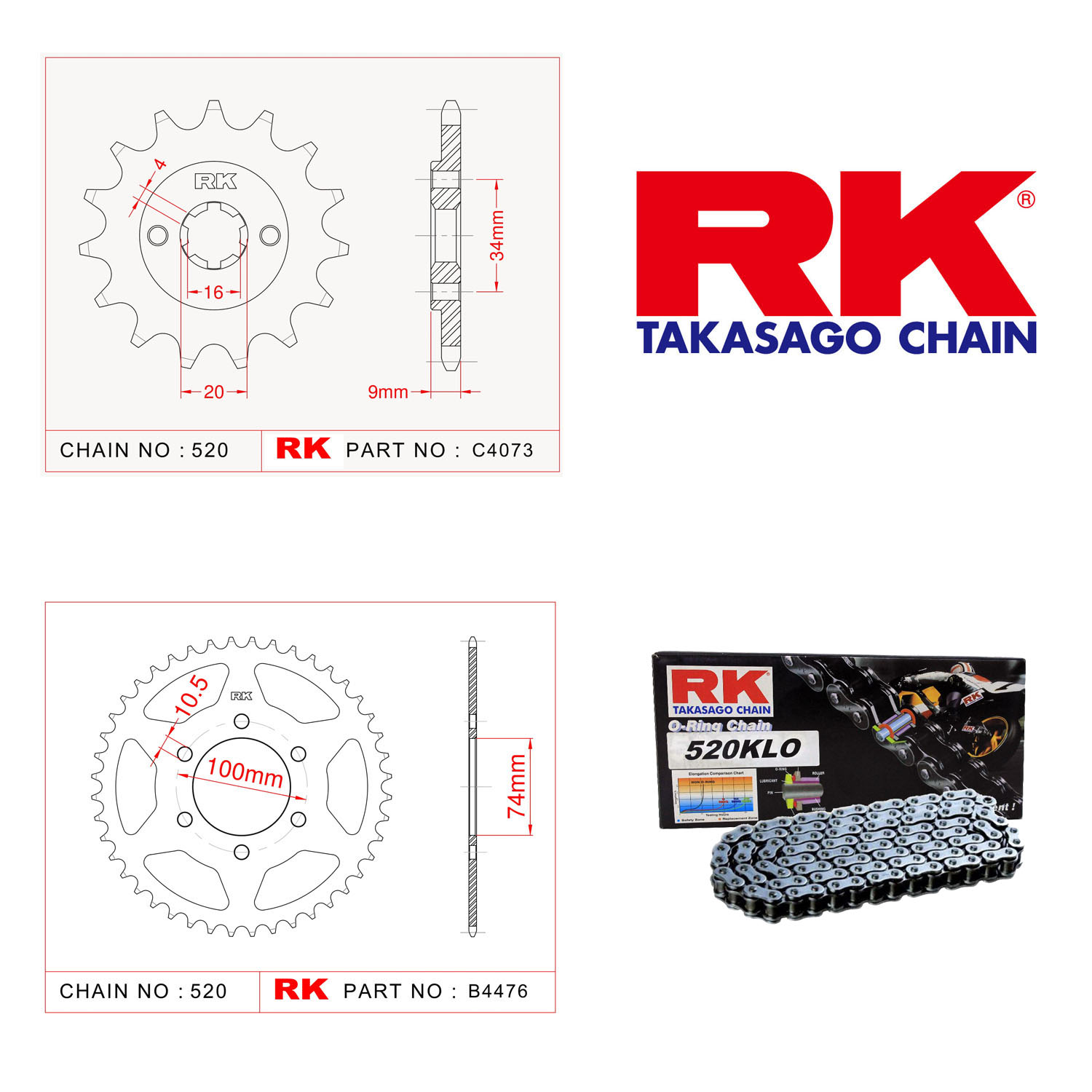 Rk Zincir Dişli Set 520 KLO O-Ring 14/46T