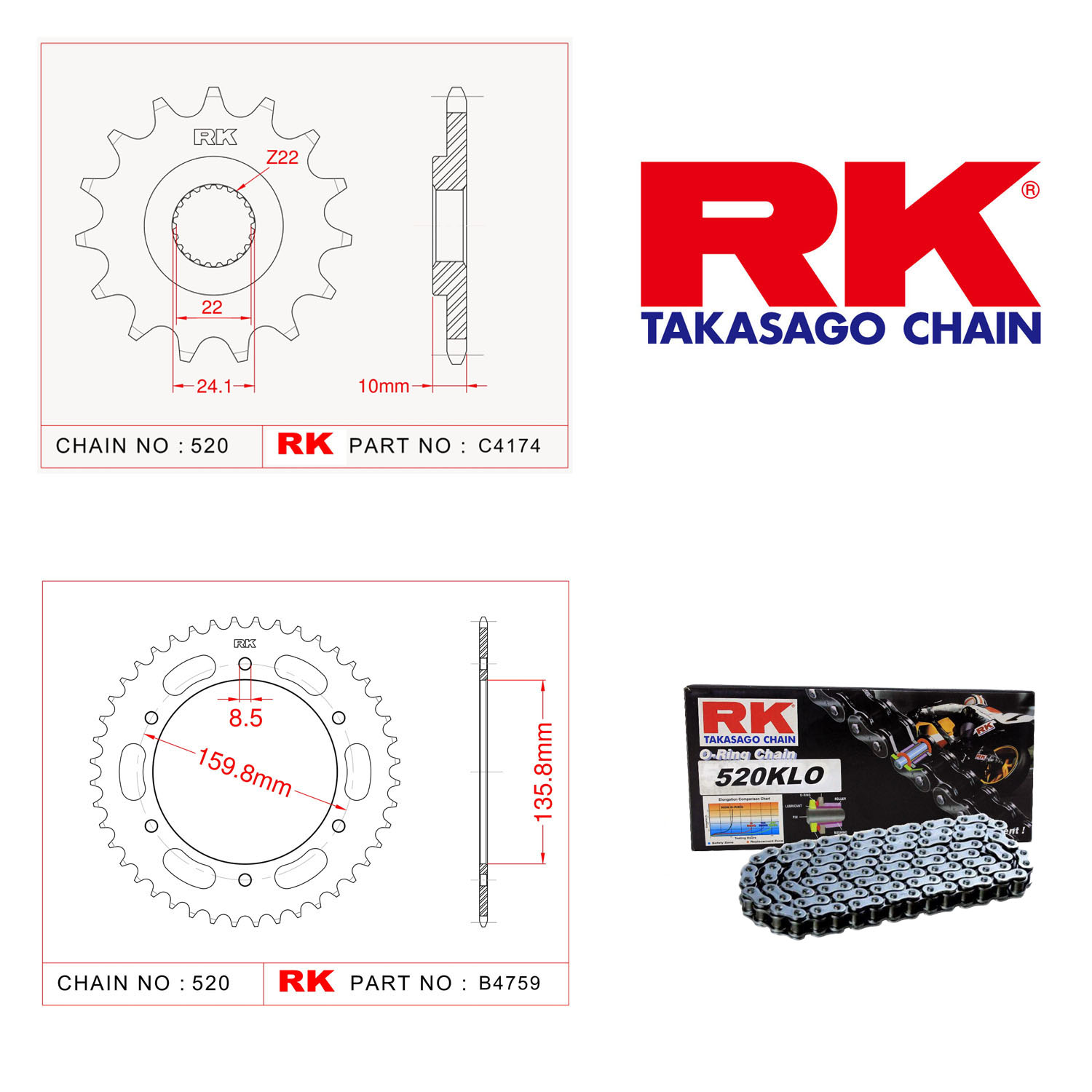 Rk Zincir Dişli Set 520 KLO O-Ring 16/47T