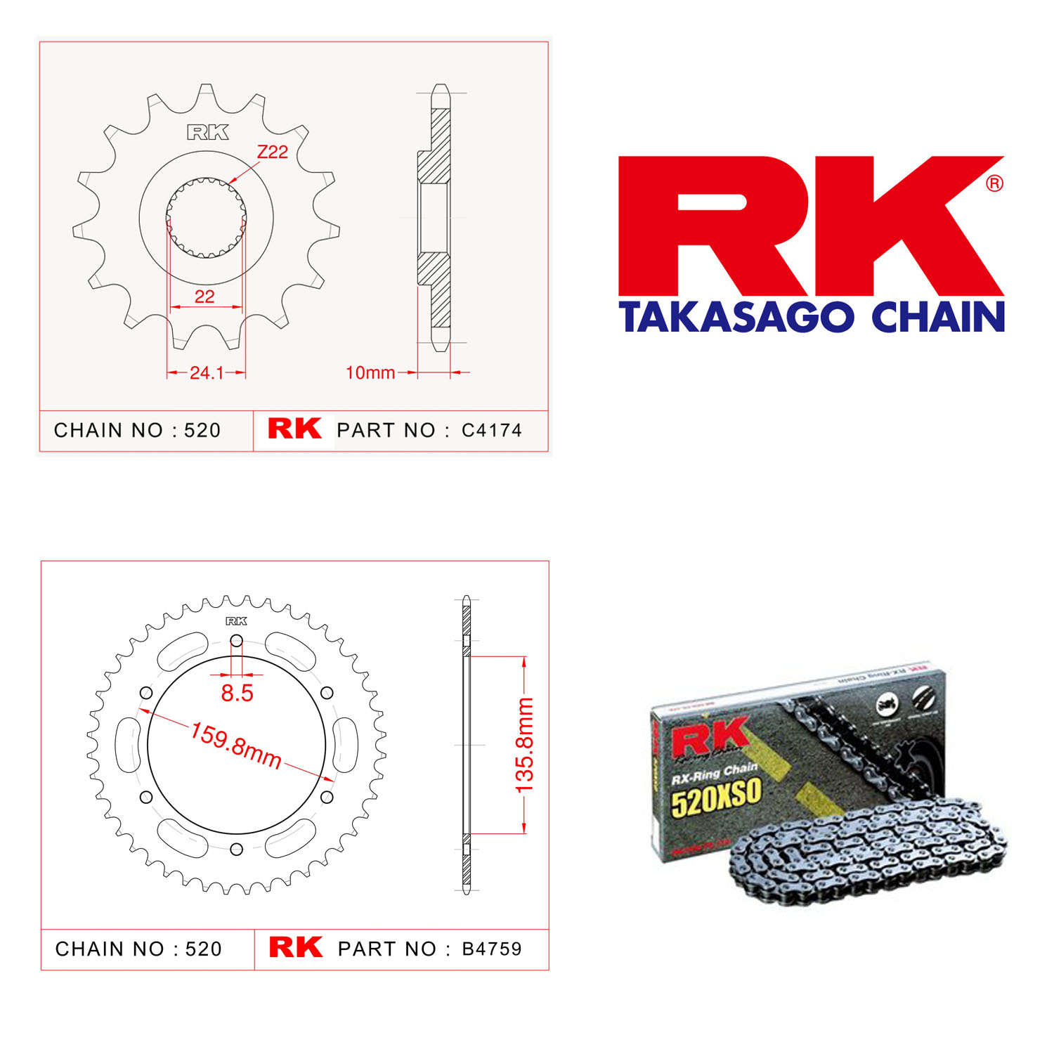 Rk X-ring Zincir Dişli Set 520 XSO 16/47T