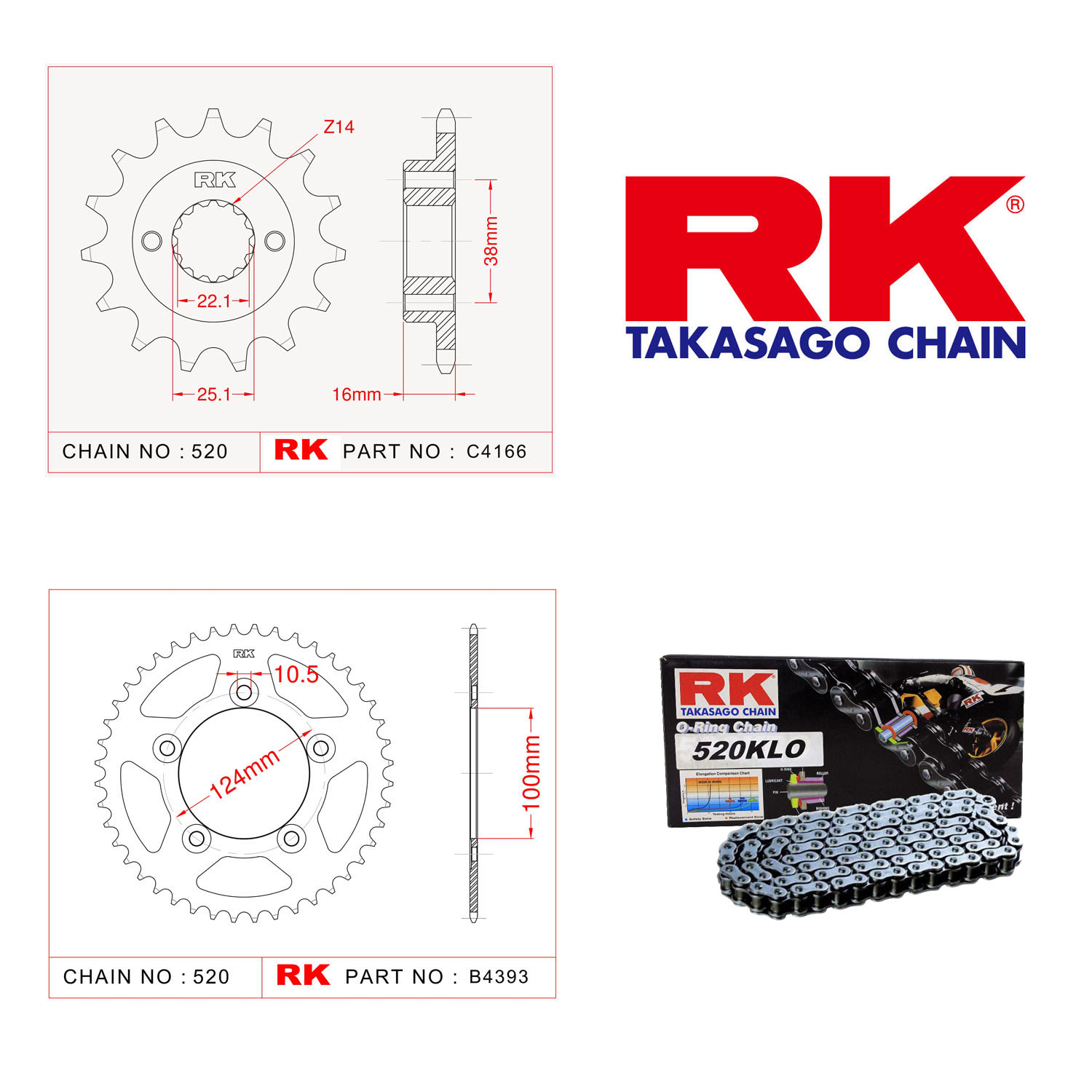 Rk Zincir Dişli Set 520 KLO O-Ring 15/46T