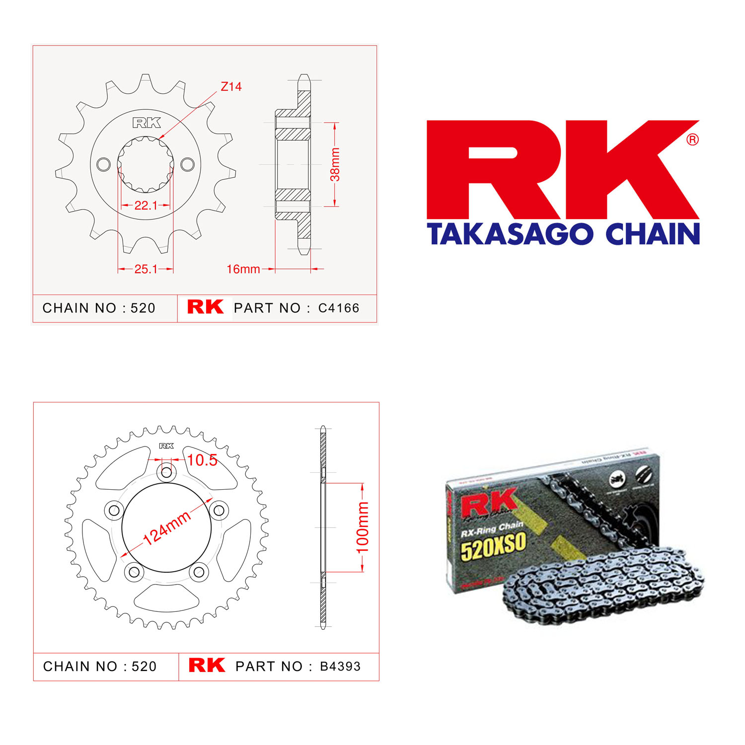 Rk X-ring Zincir Dişli Set 520 XSO 15/46T