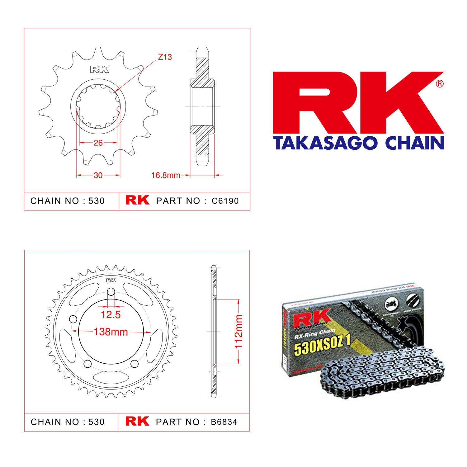 Rk X-ring Zincir Dişli Set 530 XSO 16/41T