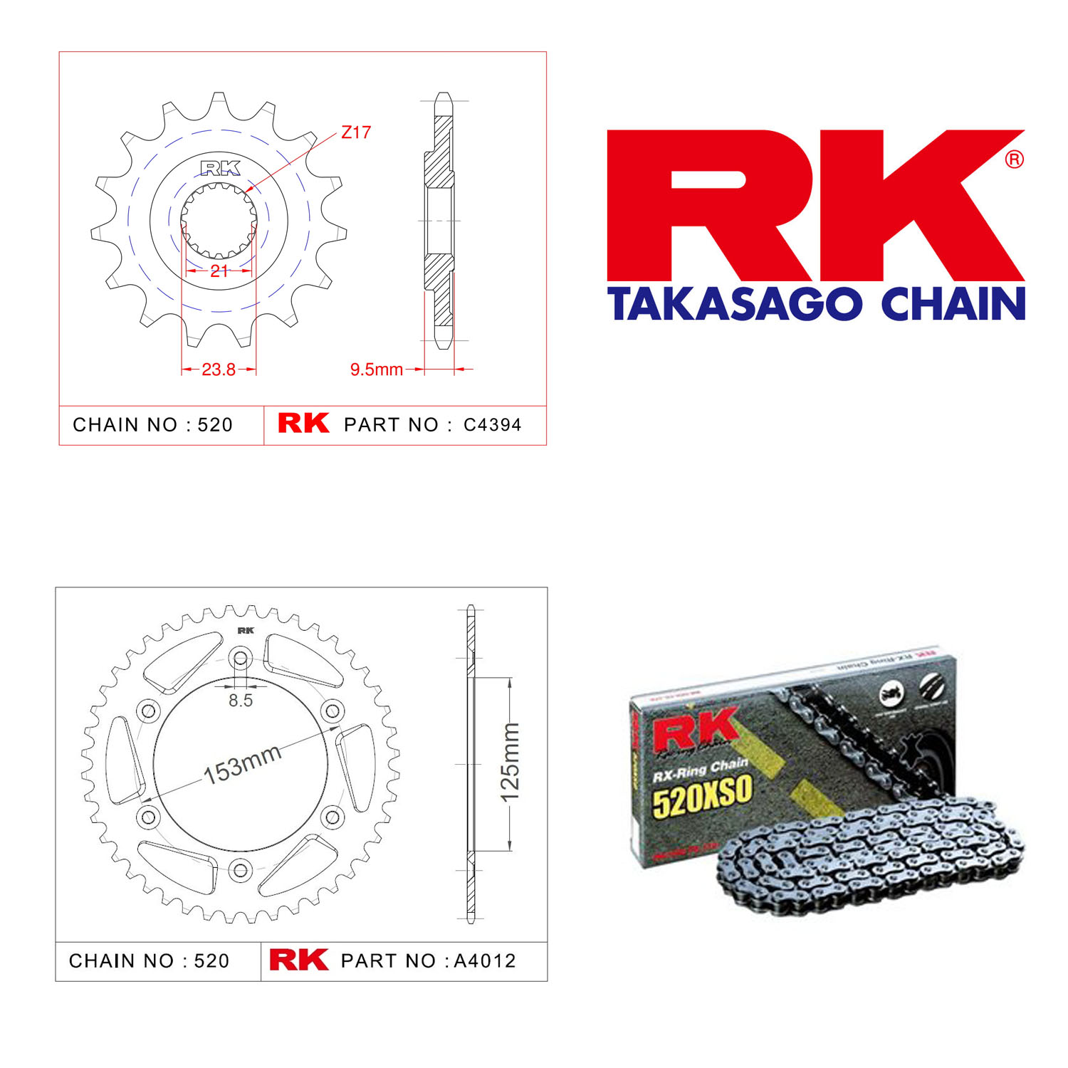 Rk Off-Road Zincir Dişli Set 520 MXZ 13/48T