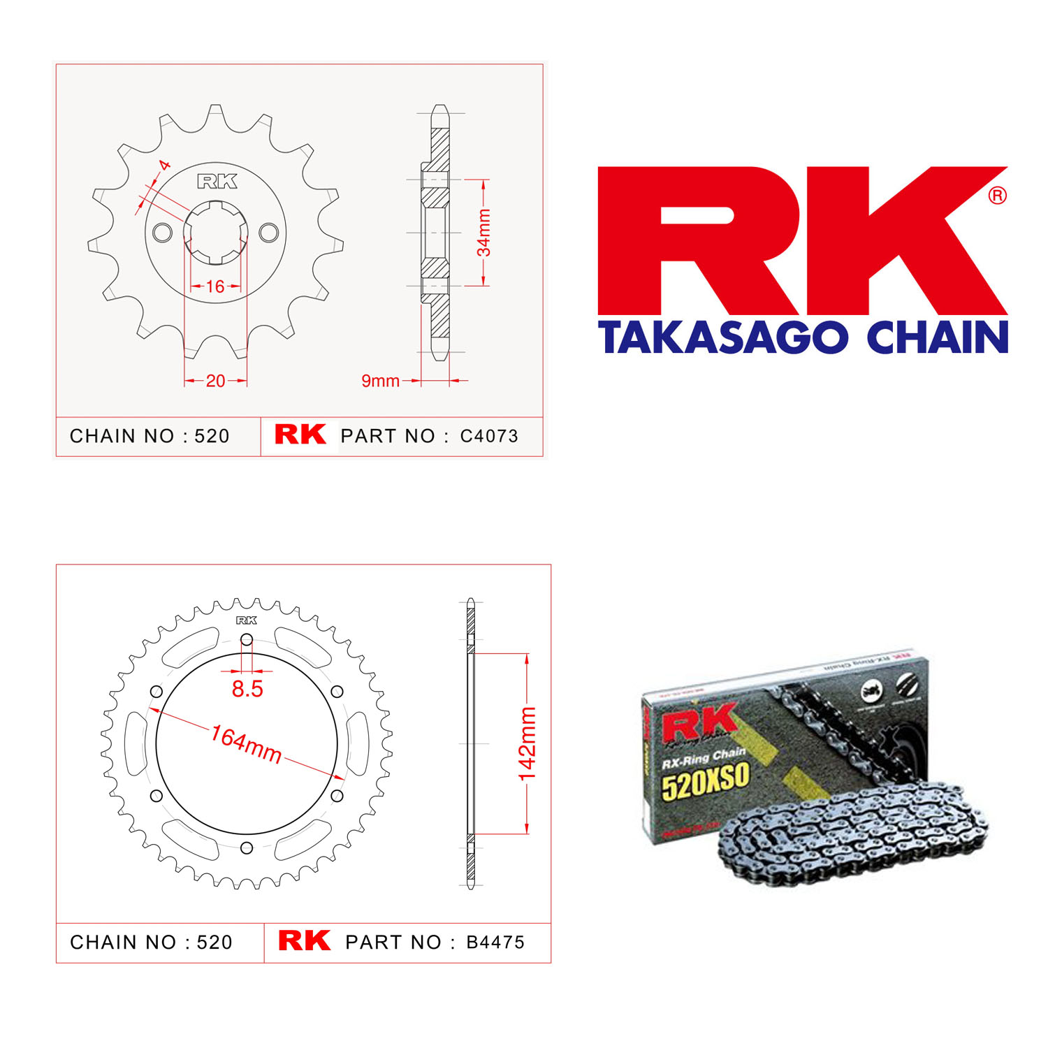 Rk X-ring Zincir Dişli Set 520 XSO 14/46T