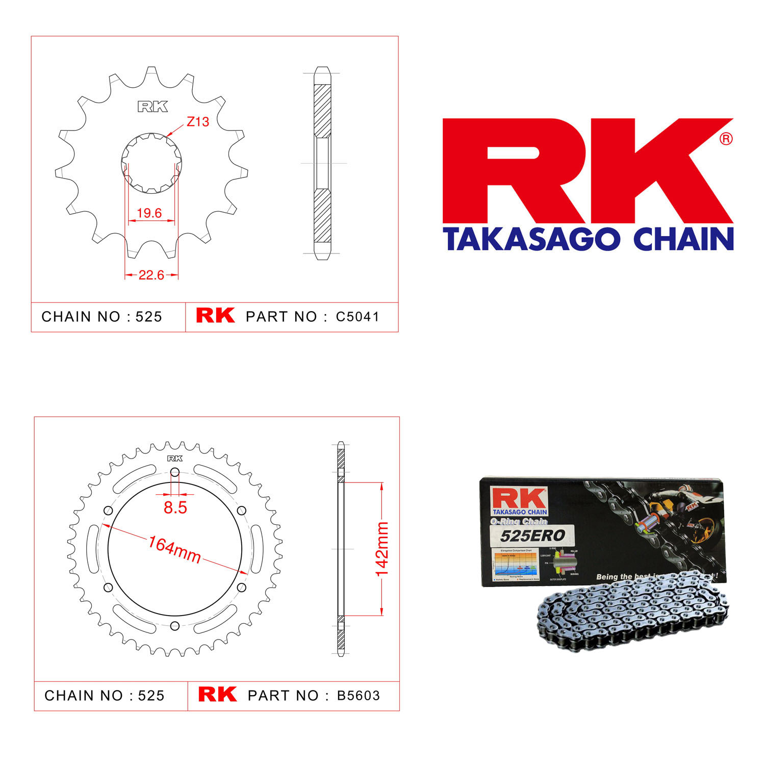 Rk Zincir Dişli Set 525 ERO O-Ring 15/44T