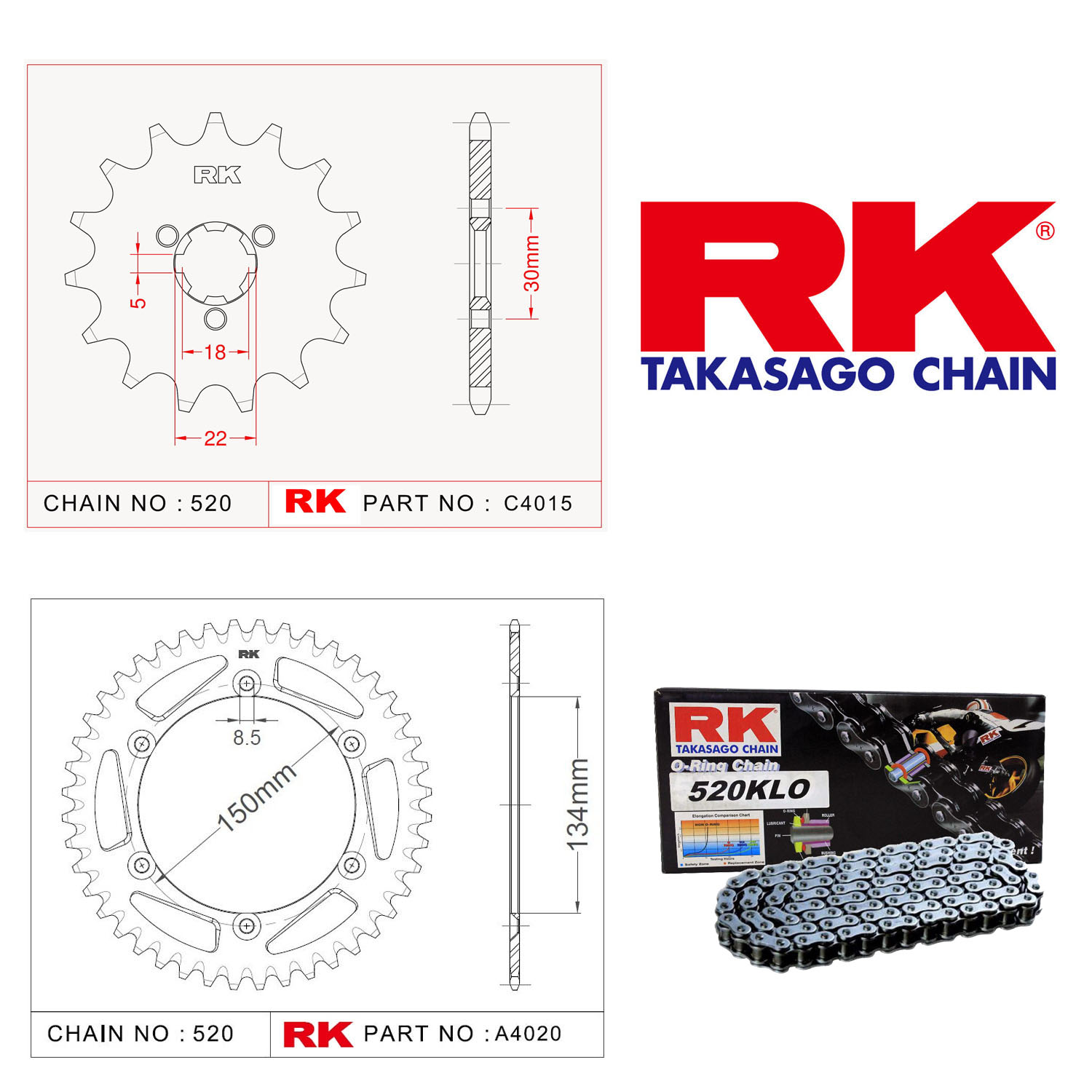 Rk Zincir Dişli Set 520 KLO O-Ring 13/51T