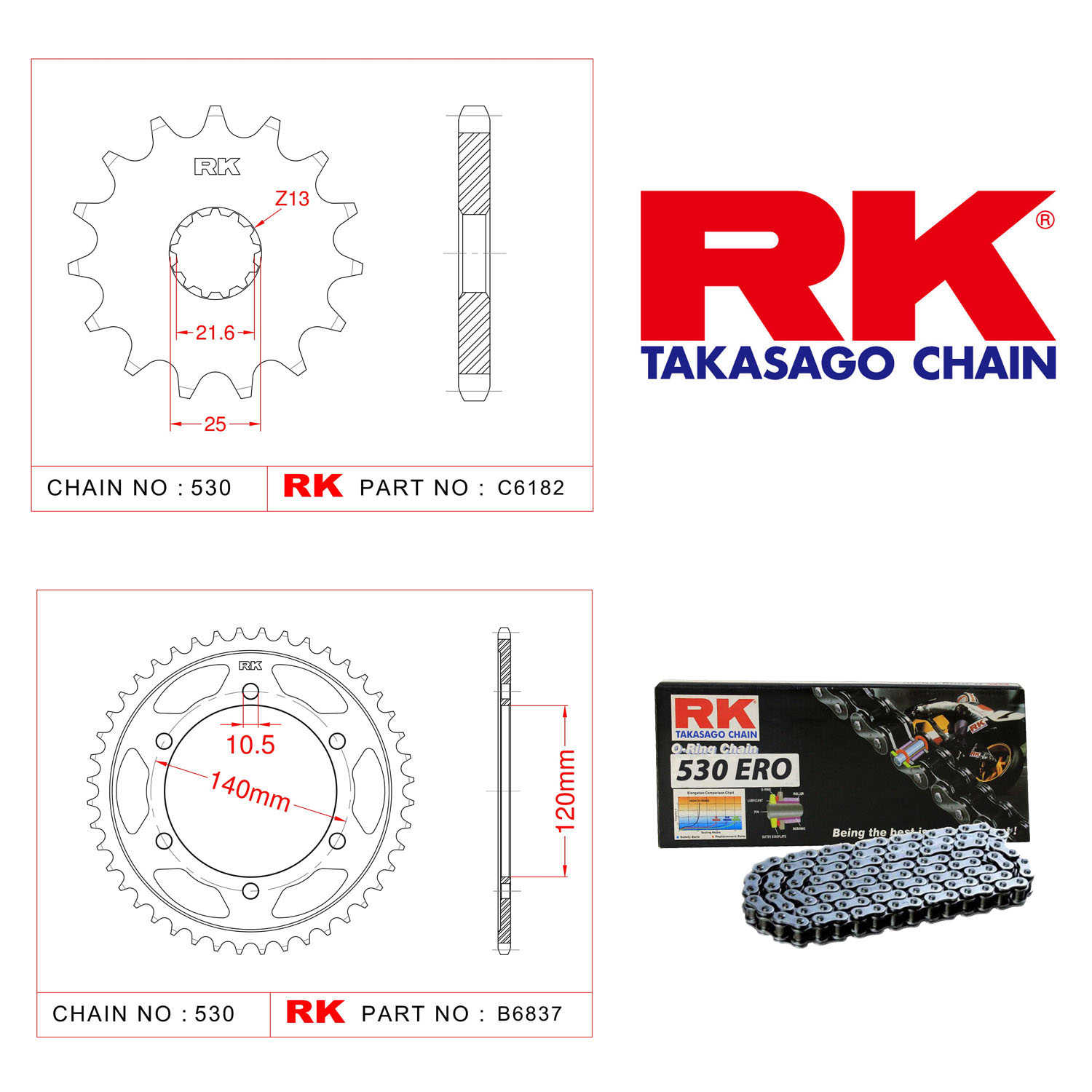 Rk Zincir Dişli Set 530 ERO O-Ring 17/42T