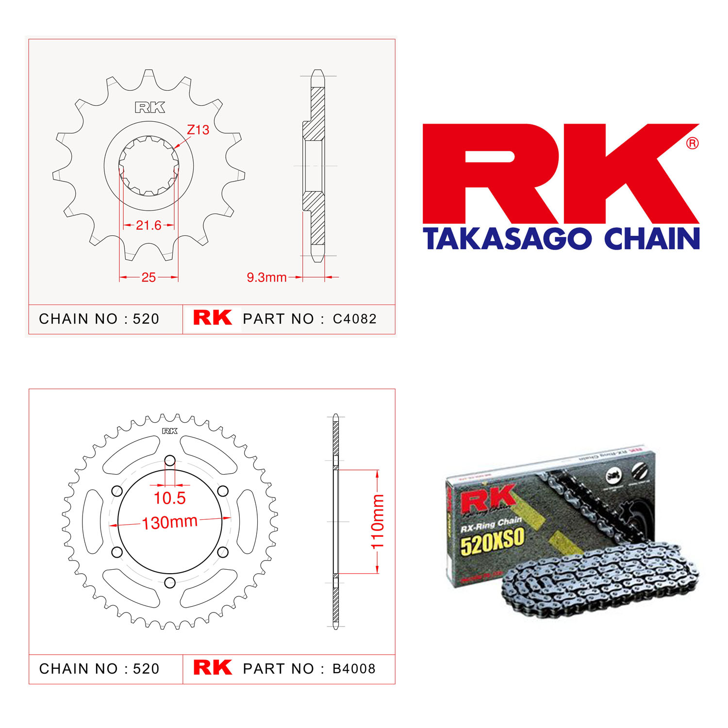 Rk X-ring Zincir Dişli Set 520 XSO 14/42T