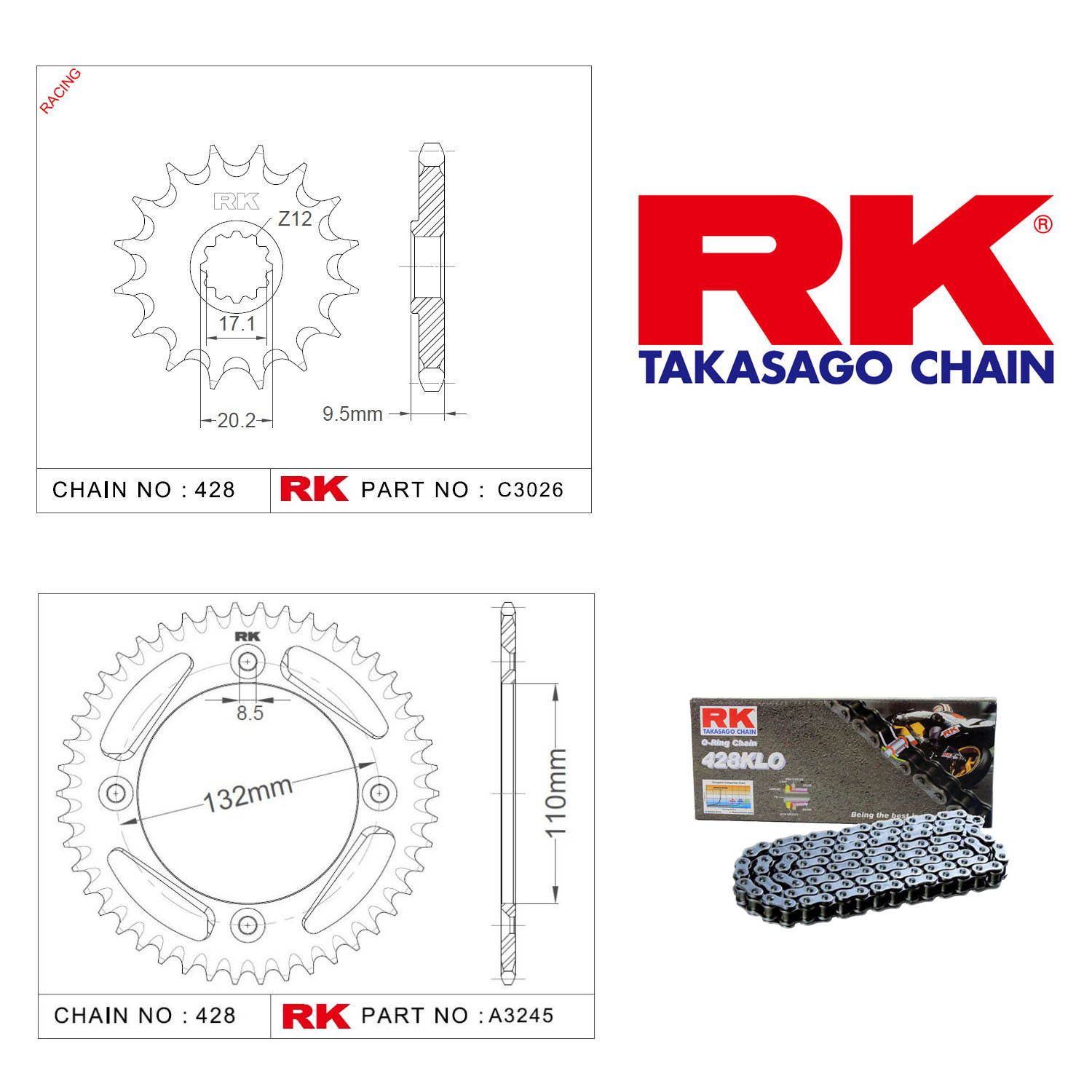 Rk Zincir Dişli Set 428 KLO O-Ring 14/49T