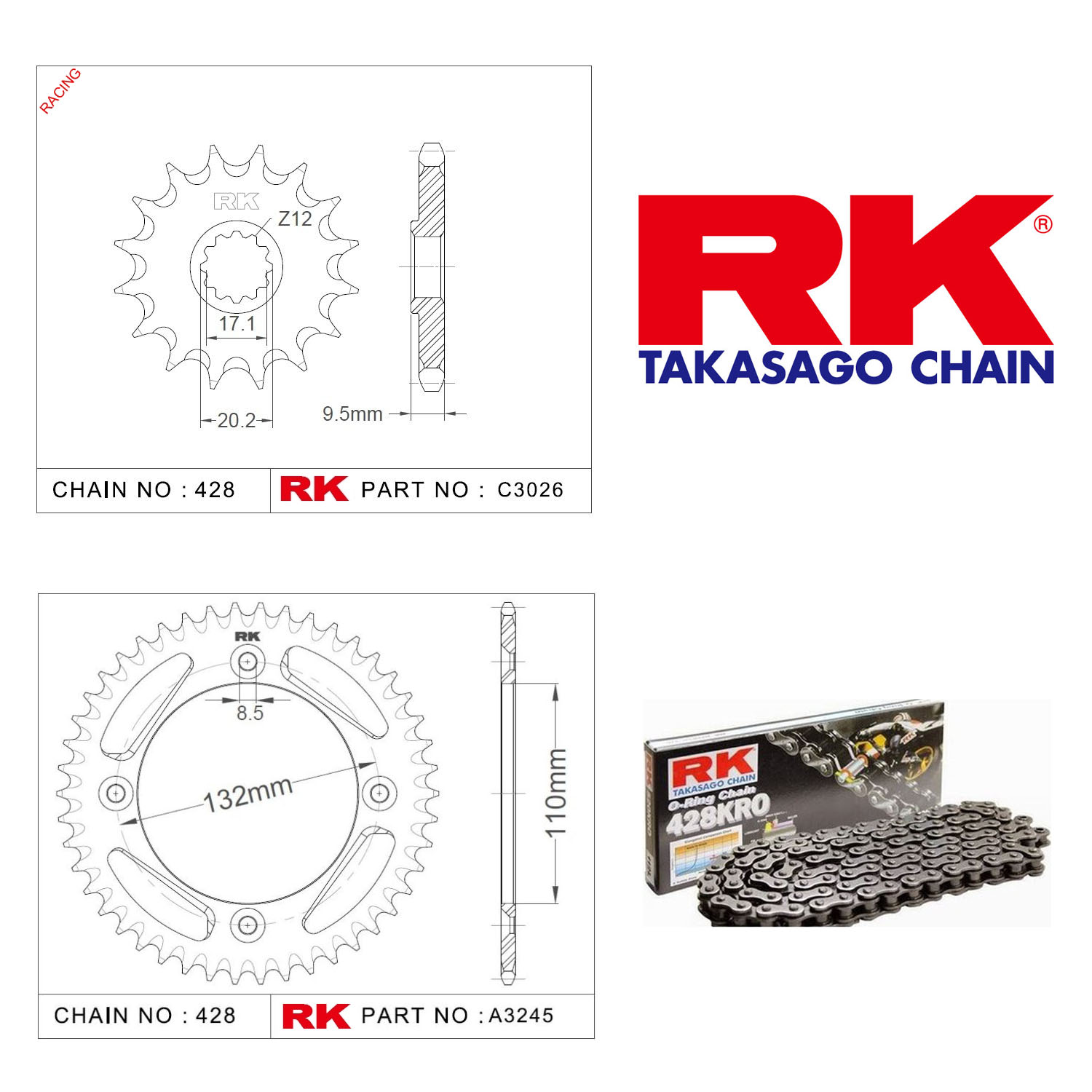 Rk O-ring Zincir Dişli Set 428 KRO 14/49T