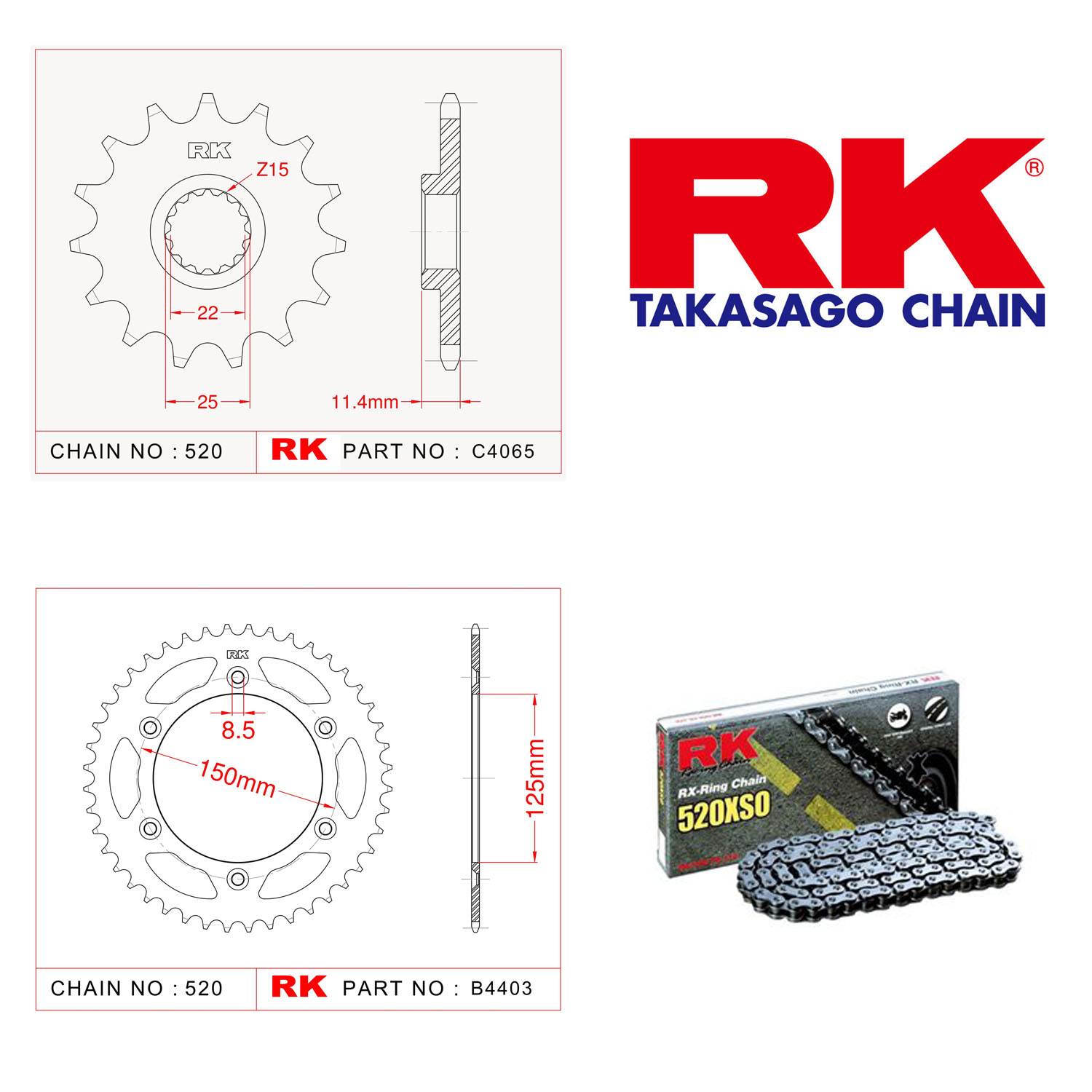 Rk X-ring Zincir Dişli Set 520 XSO 16/42T