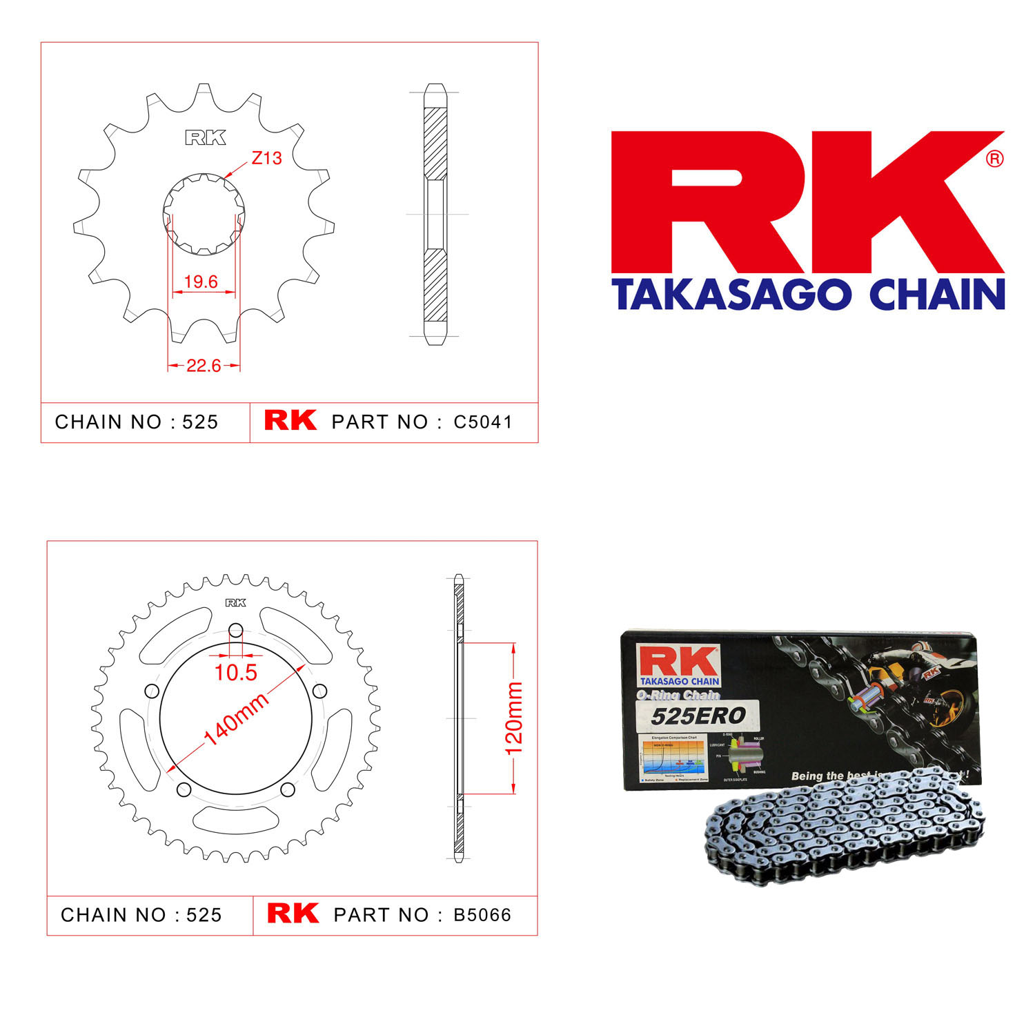 Rk Zincir Dişli Set 525 ERO O-Ring 17/43T