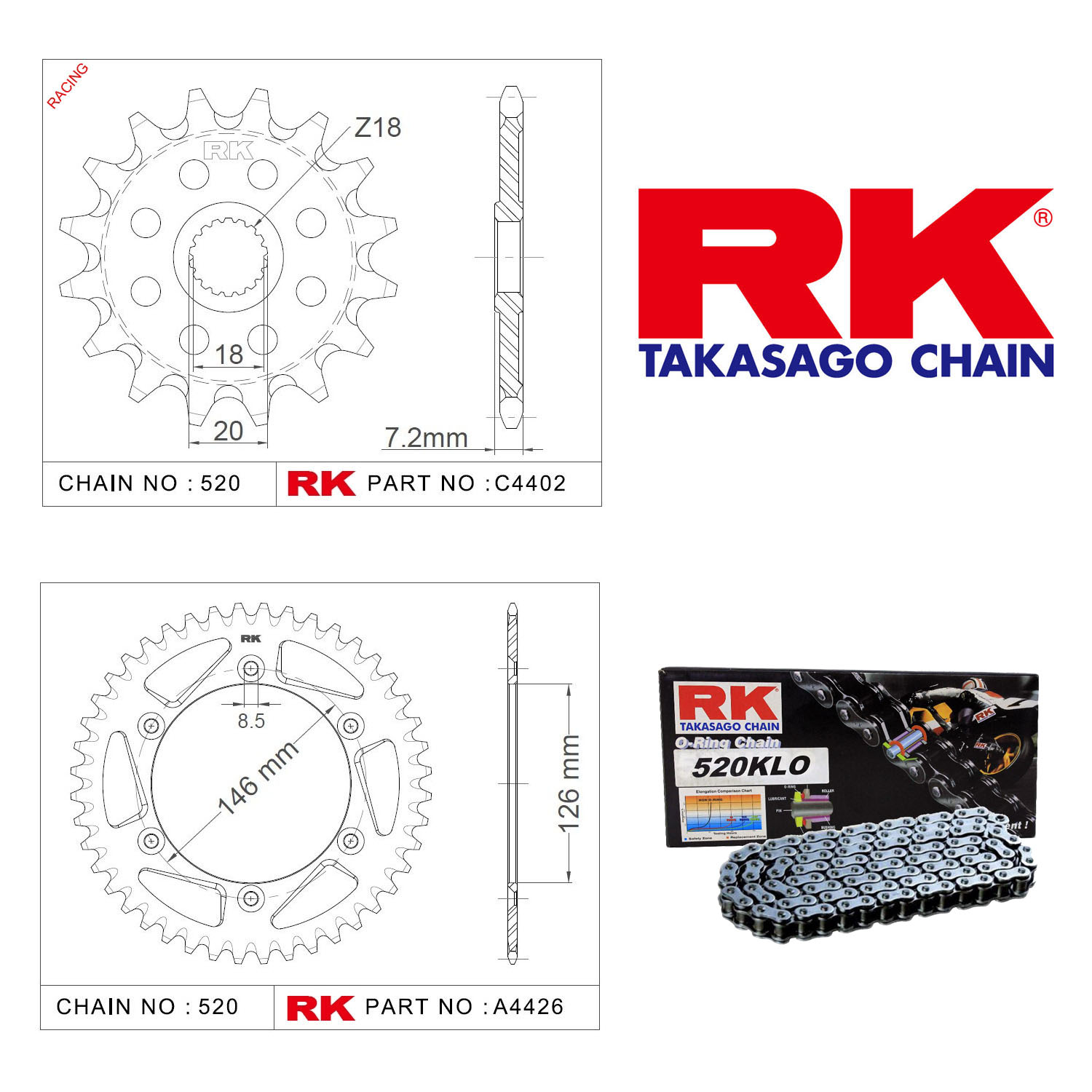 Rk Zincir Dişli Set 520 KLO O-Ring 12/51T