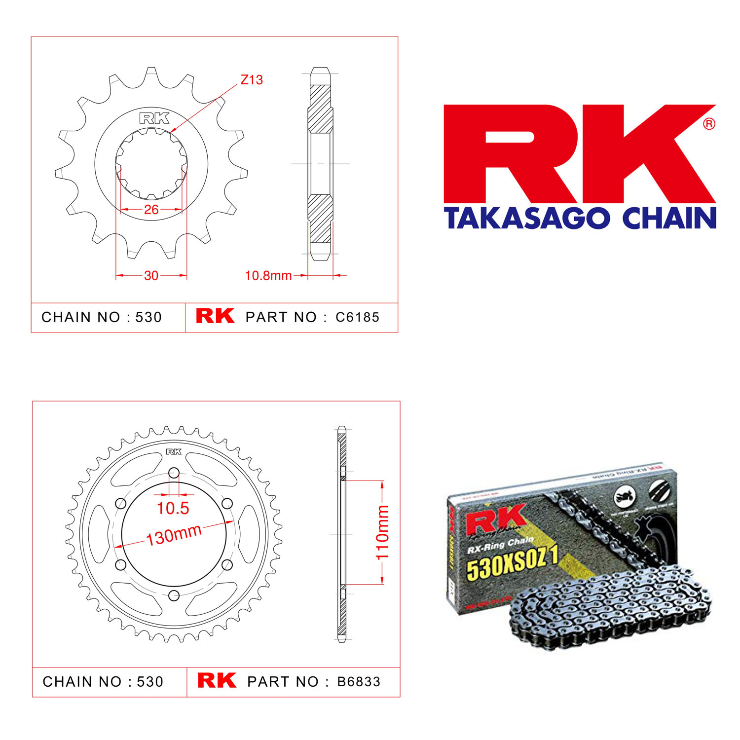 Rk X-ring Zincir Dişli Set 530 XSO 17/45T