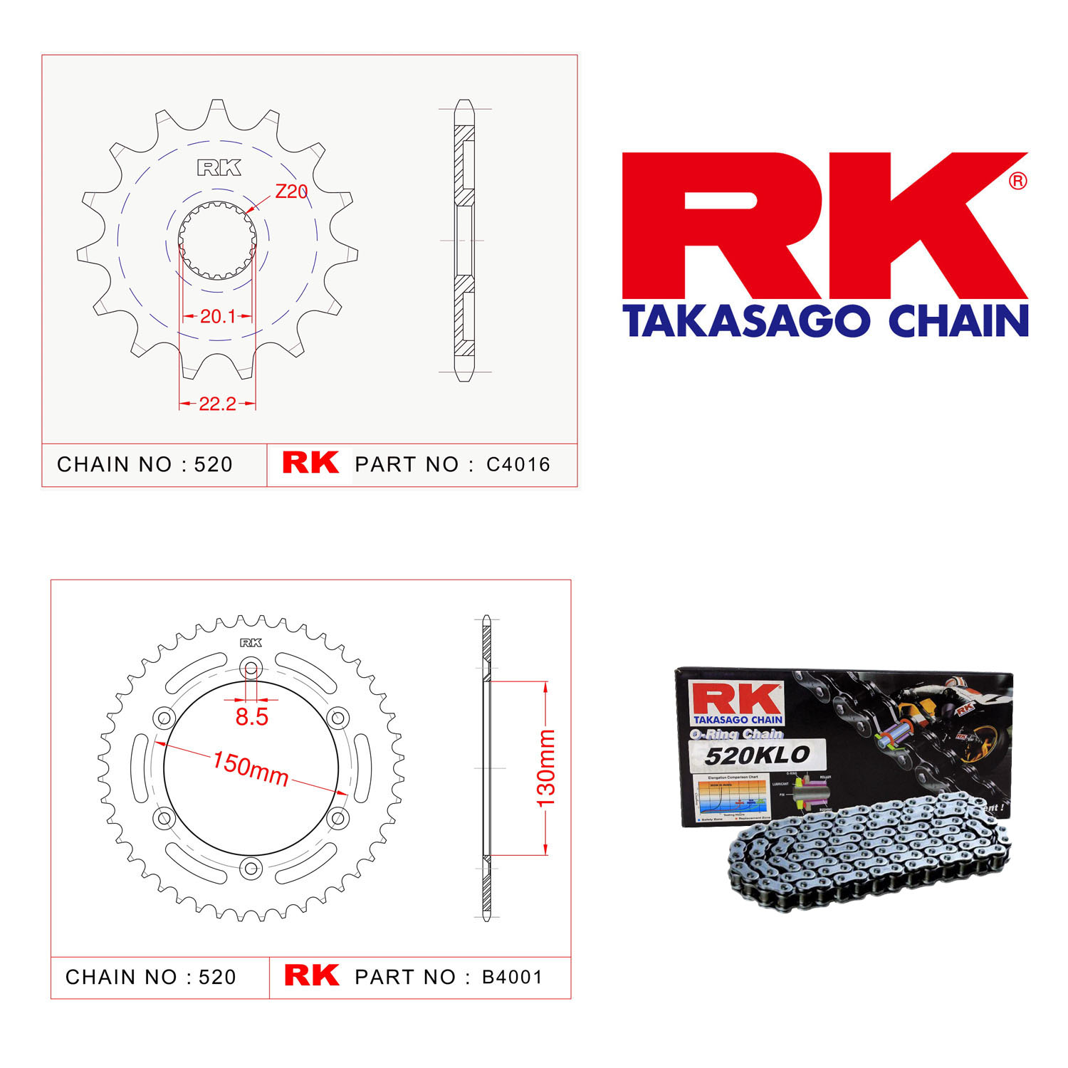 Rk Zincir Dişli Set 520 KLO O-Ring 13/52T