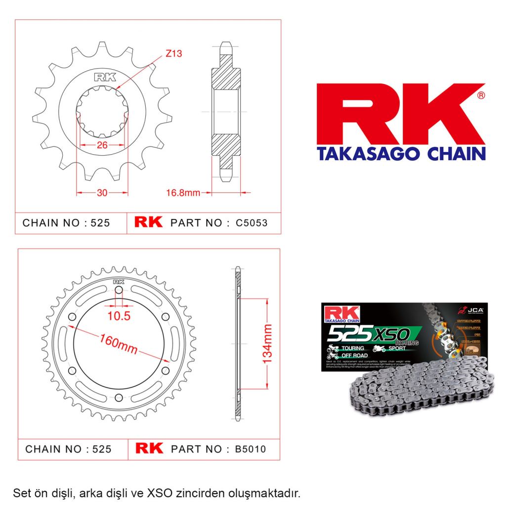 Rk Zincir Dişli Set 525 XSO RX-Ring 16/46T