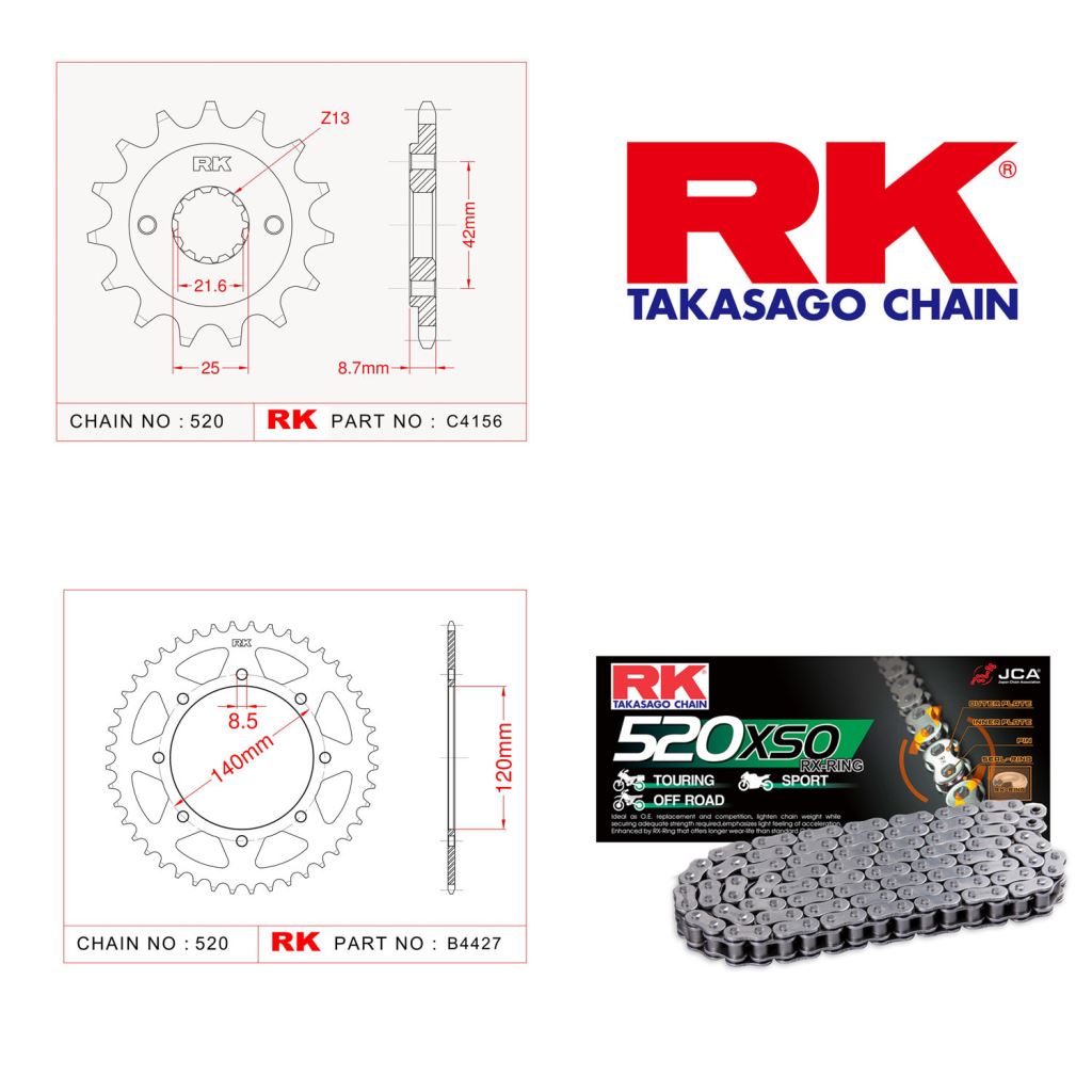 Rk X-ring Zincir Dişli Set 520 XSO-17/46T