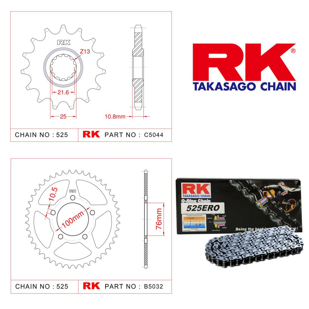 Rk O-ring Zincir Dişli Set 525 ERO 108 L-14/44T