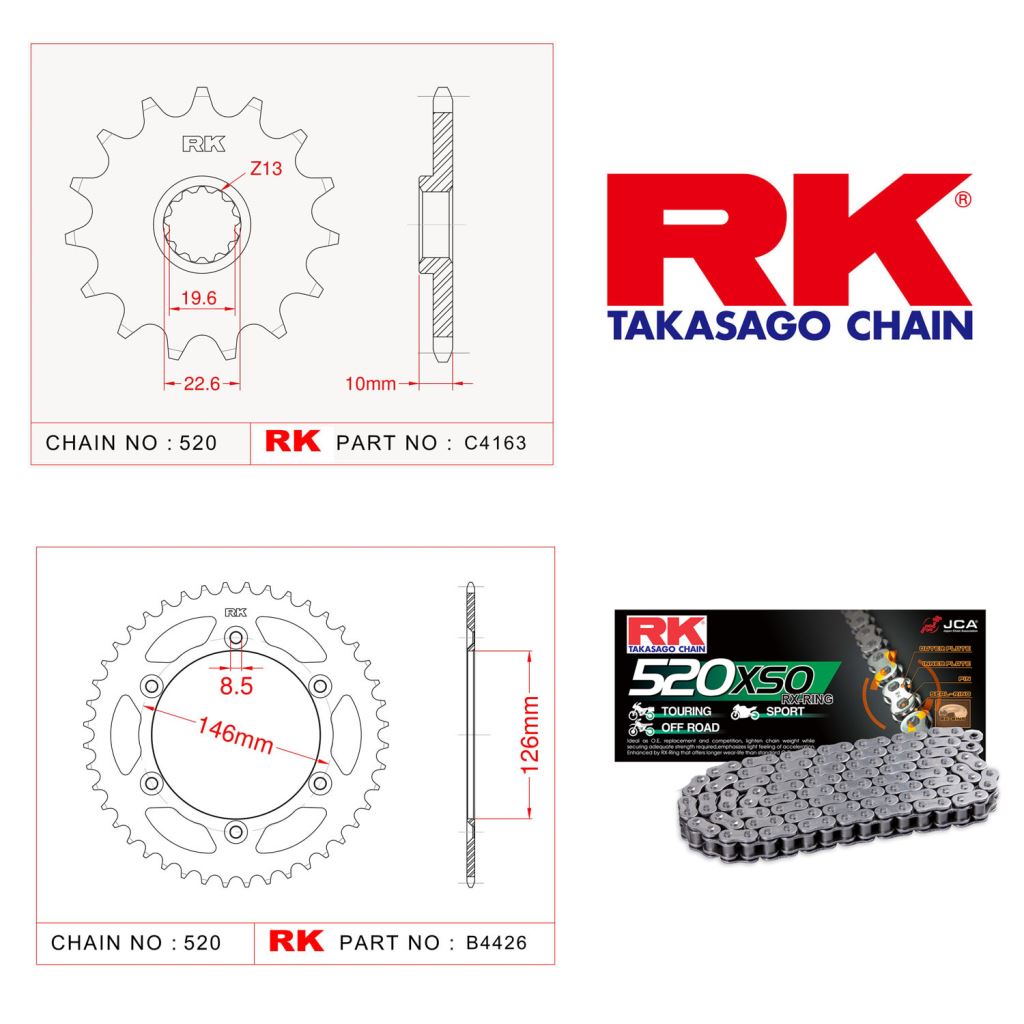 Rk O-ring Zincir Dişli Set 520 SO-15/41T