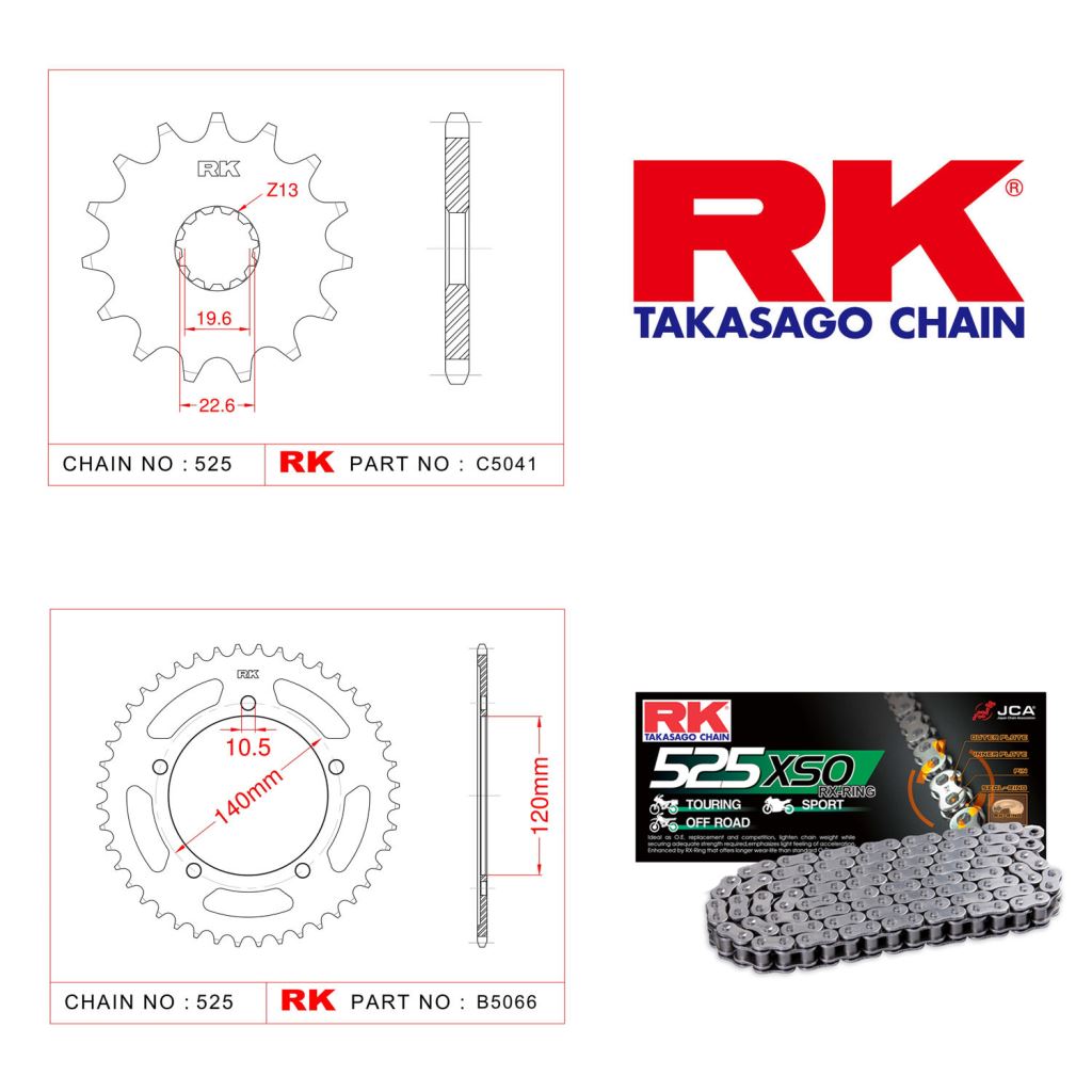 Rk X-ring Zincir Dişli Set 525 XSO-17/42T
