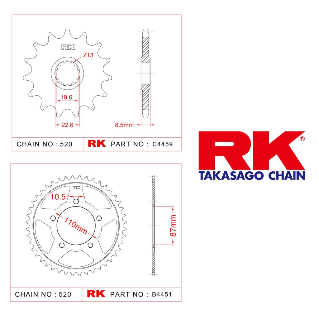 Rk Ön Arka Dişli 520 -14/47T