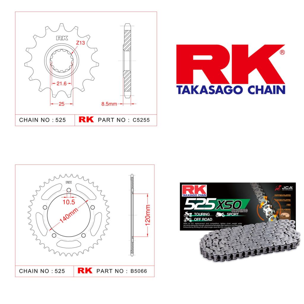 Rk X-ring Zincir Dişli Set 525 XSO-17/42T