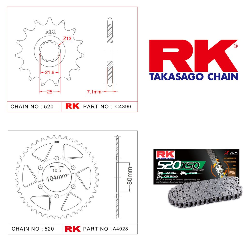 Rk O-ring Zincir Dişli Set 520 SO-16/43T