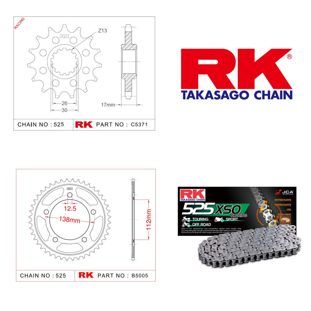 Rk X-ring Zincir Dişli Set 525 XSO-16/42T