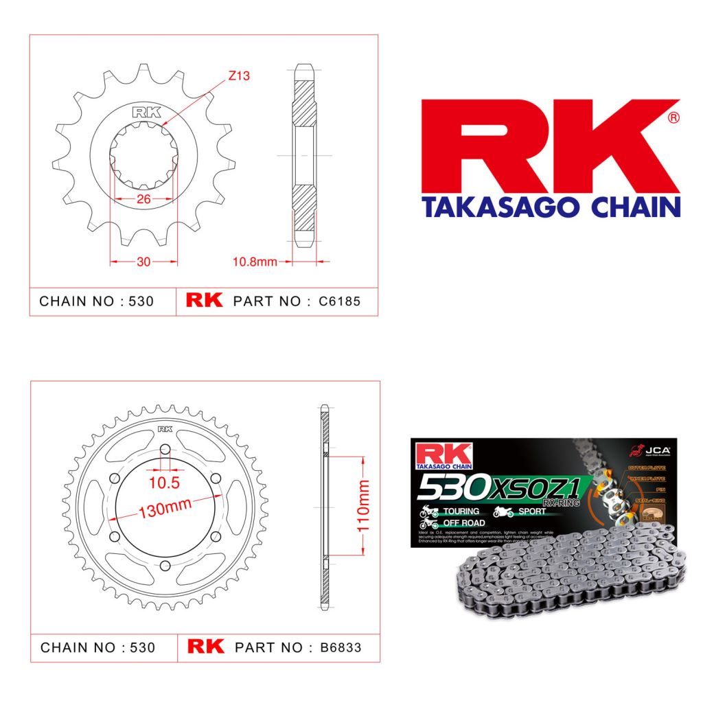 Rk X-ring Zincir Dişli Set 530 XSO-17/45T