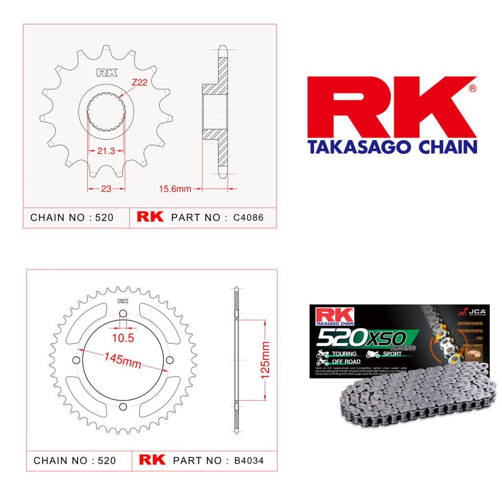 Rk X-ring Zincir Dişli Set 520 XSO-15/46T