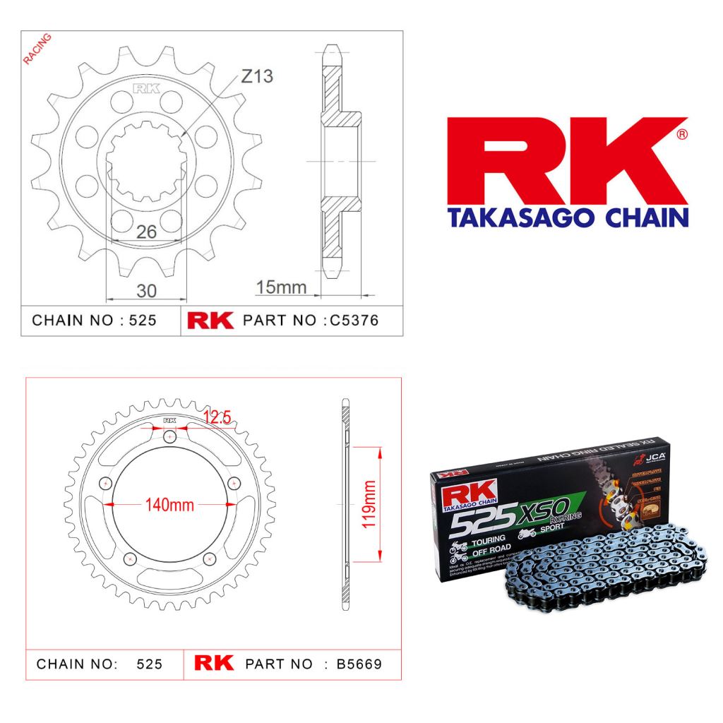 Rk Zincir Dişli Set 525 XSO X-Ring 17/45T