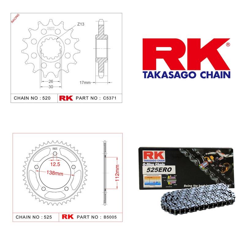 Rk Zincir Dişli Set 525 ERO O-Ring 16/42T