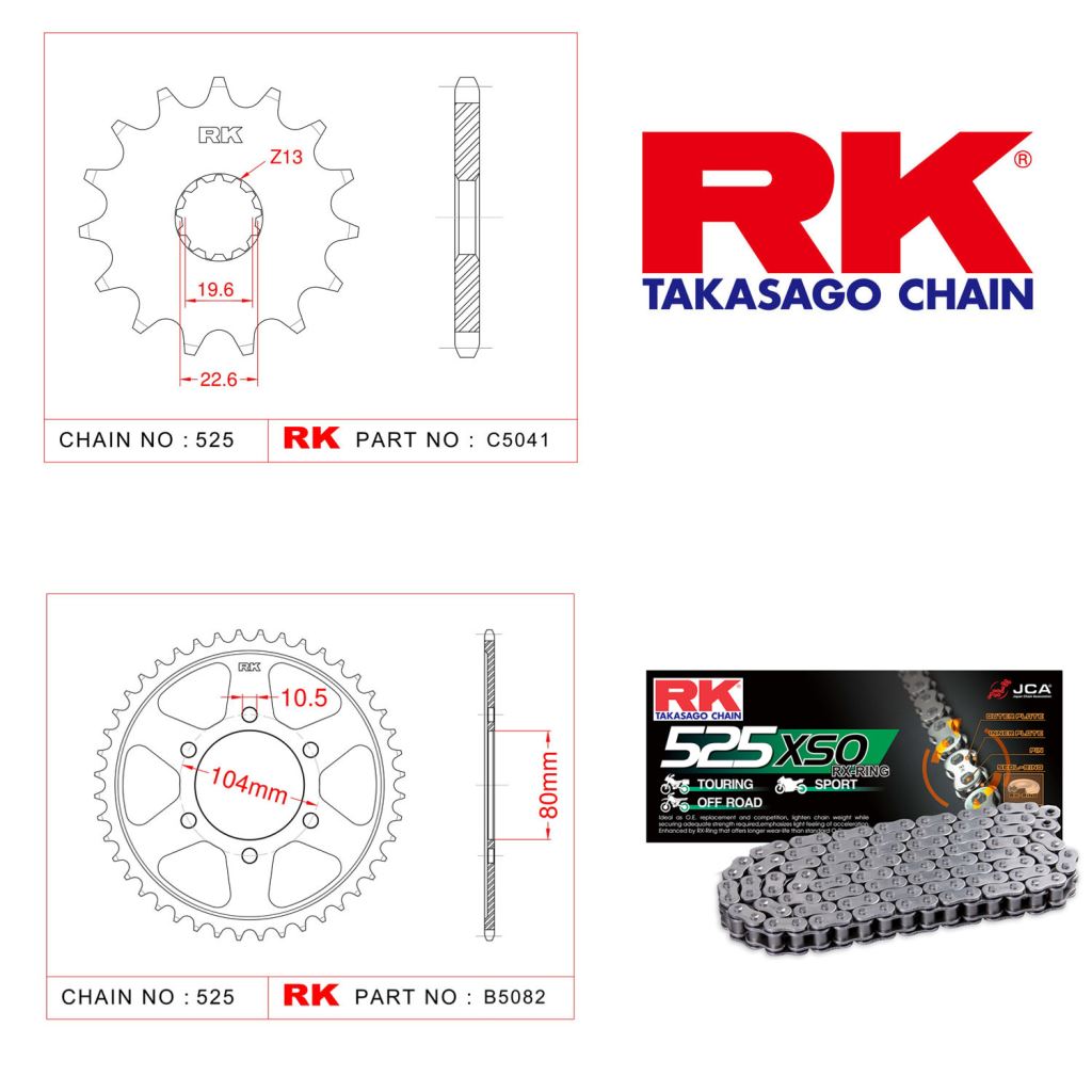 Rk X-ring Zincir Dişli Set 525 XSO-17/39T