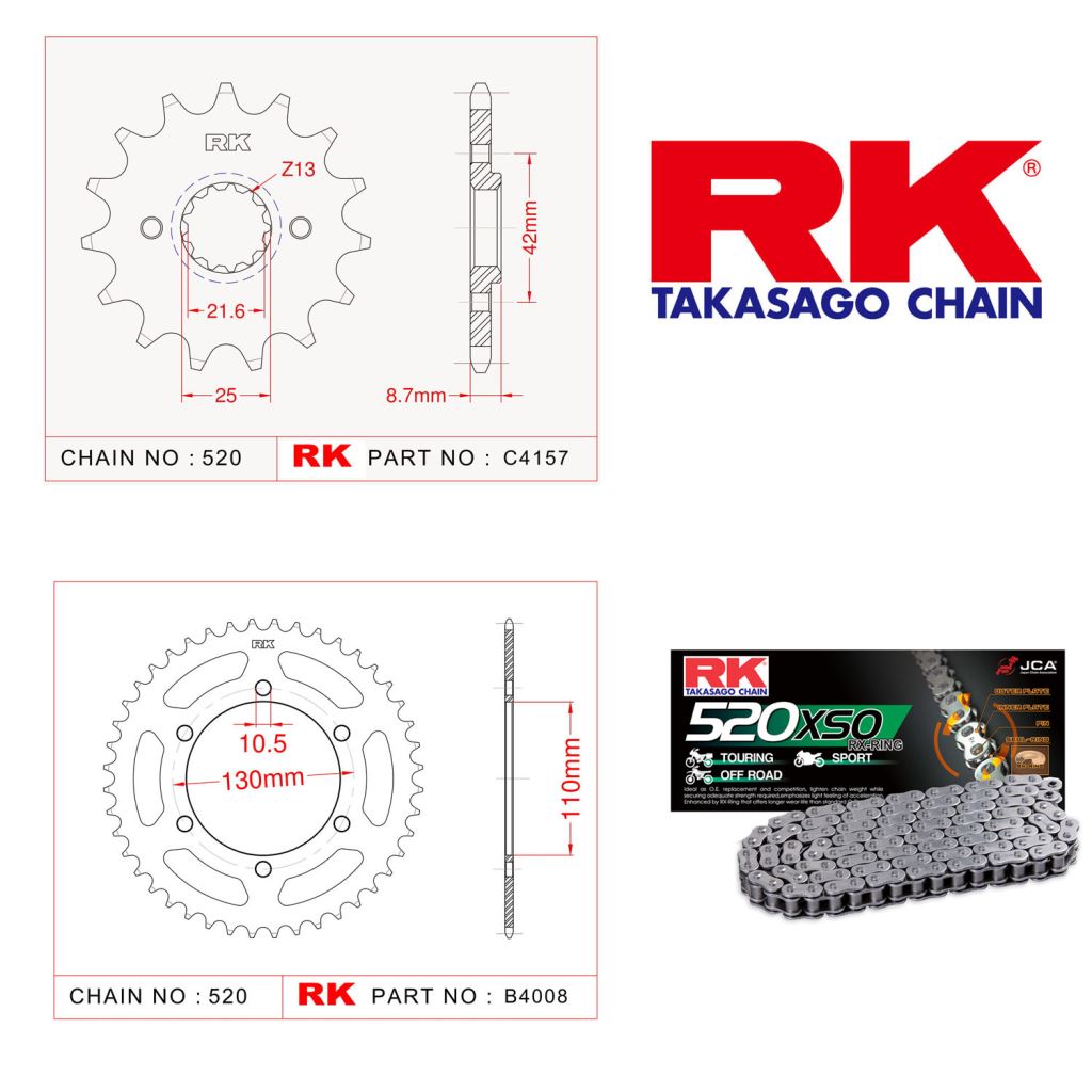 Rk X-ring Zincir Dişli Set 520 XSO-14/43T