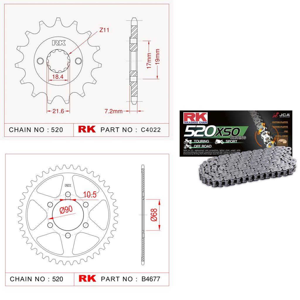 Rk X-ring Zincir Dişli Set 520 XSO 108 L-14/36T