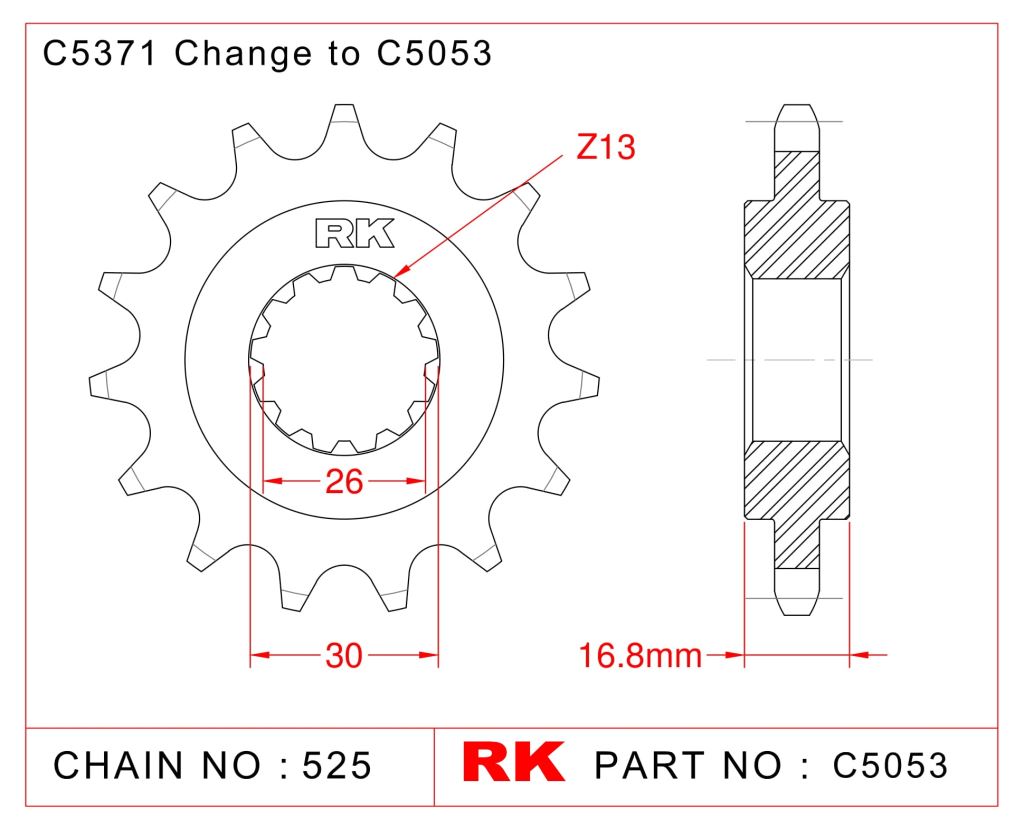 RK Çelik Ön Dişli C5053-16