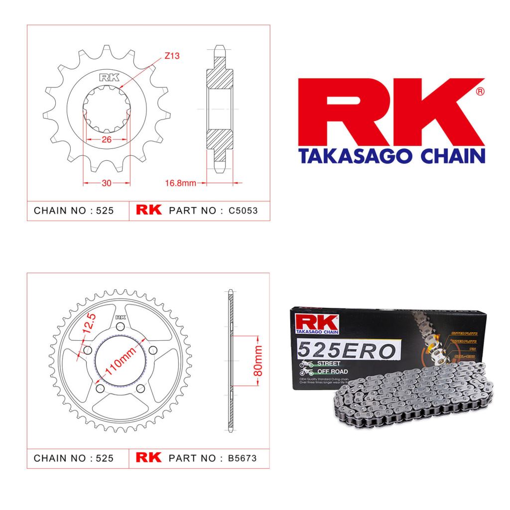 Rk O-ring Zincir Dişli Set 525 ERO 16/42T