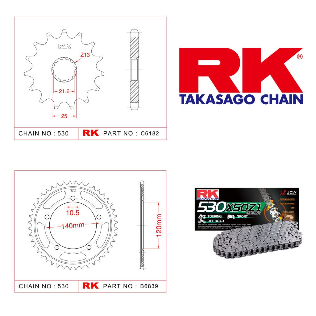 Rk X-ring Zincir Dişli Set 530 XSO 17/43T