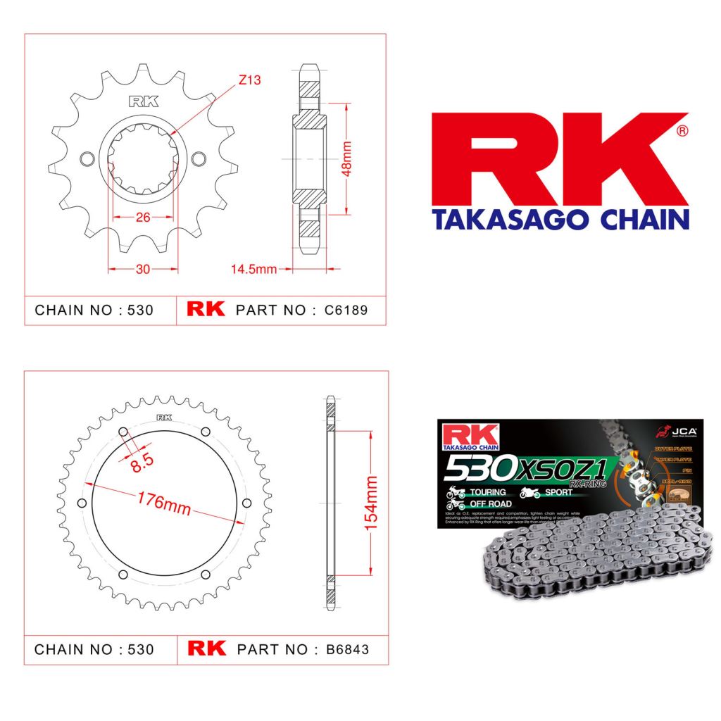 Rk X-ring Zincir Dişli Set 530 XSO-16/43T