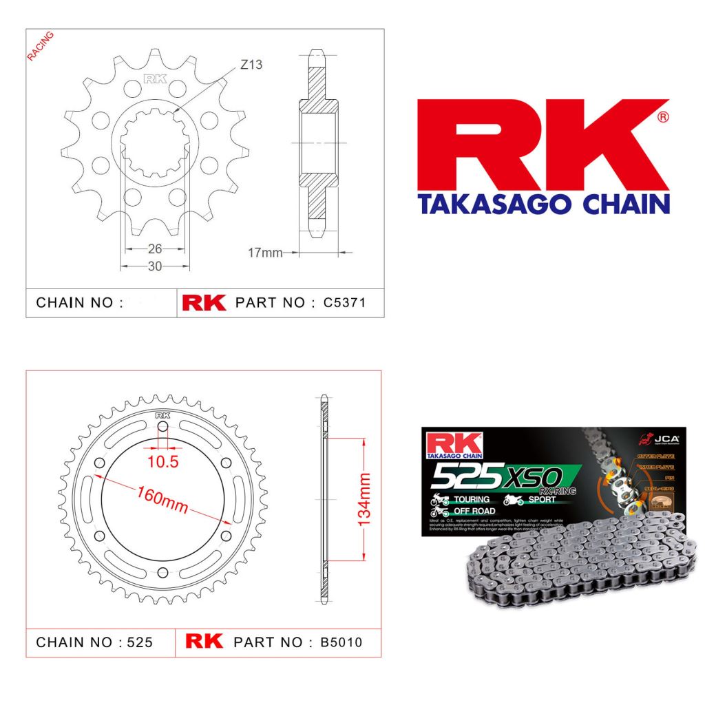 Rk X-ring Zincir Dişli Set 525 XSO-16/42T