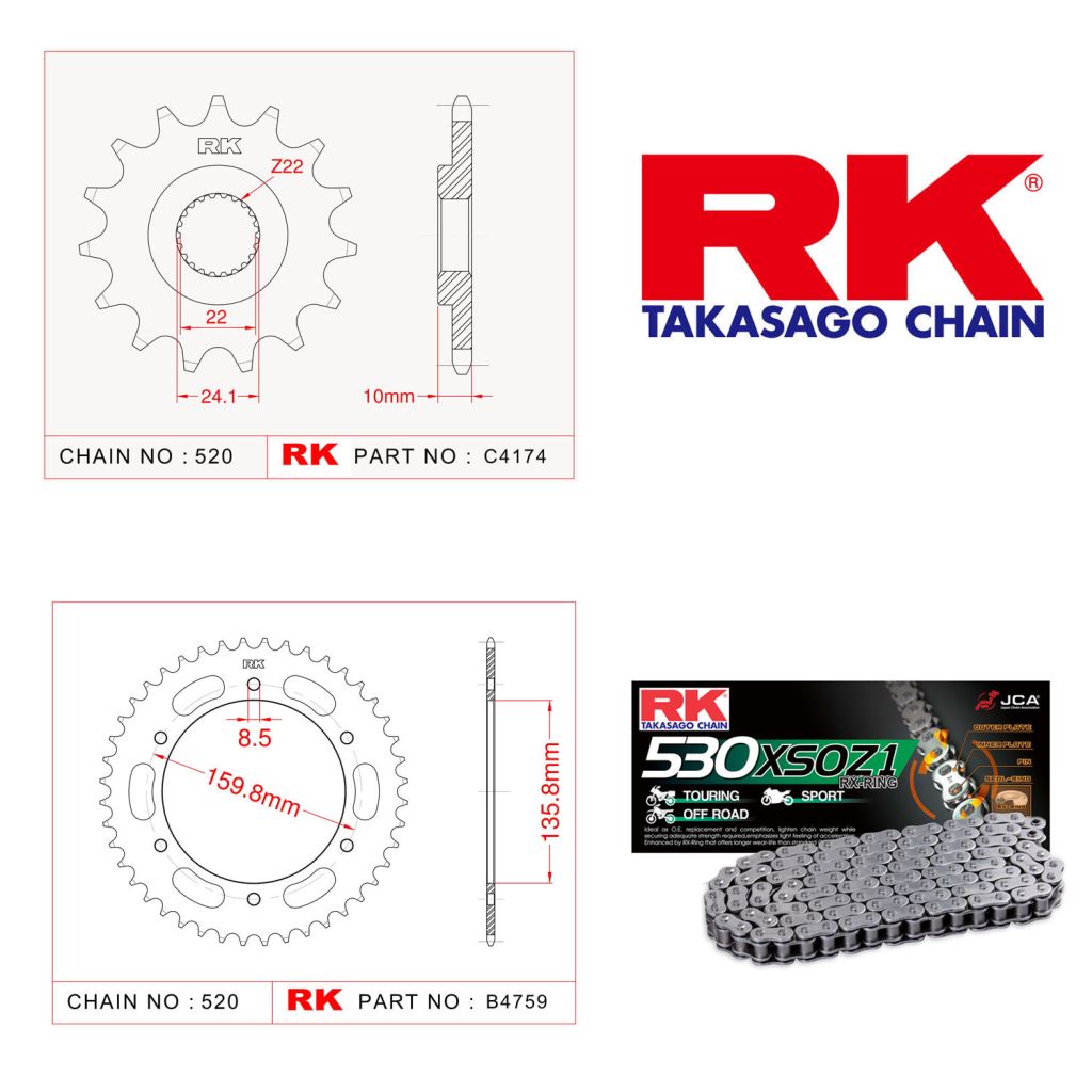 Rk X-ring Zincir Dişli Set 520 XSO-16/47T