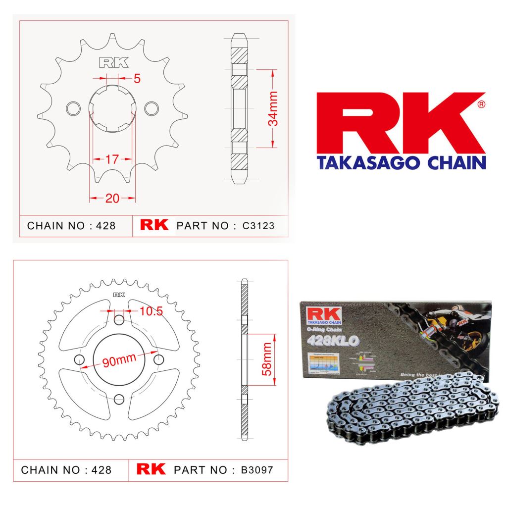 Rk O-ring Zincir Dişli Set 428 KLO 122 L-15/45T