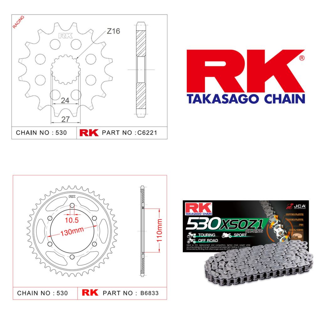 Rk X-ring Zincir Dişli Set 530 XSO-17/42T