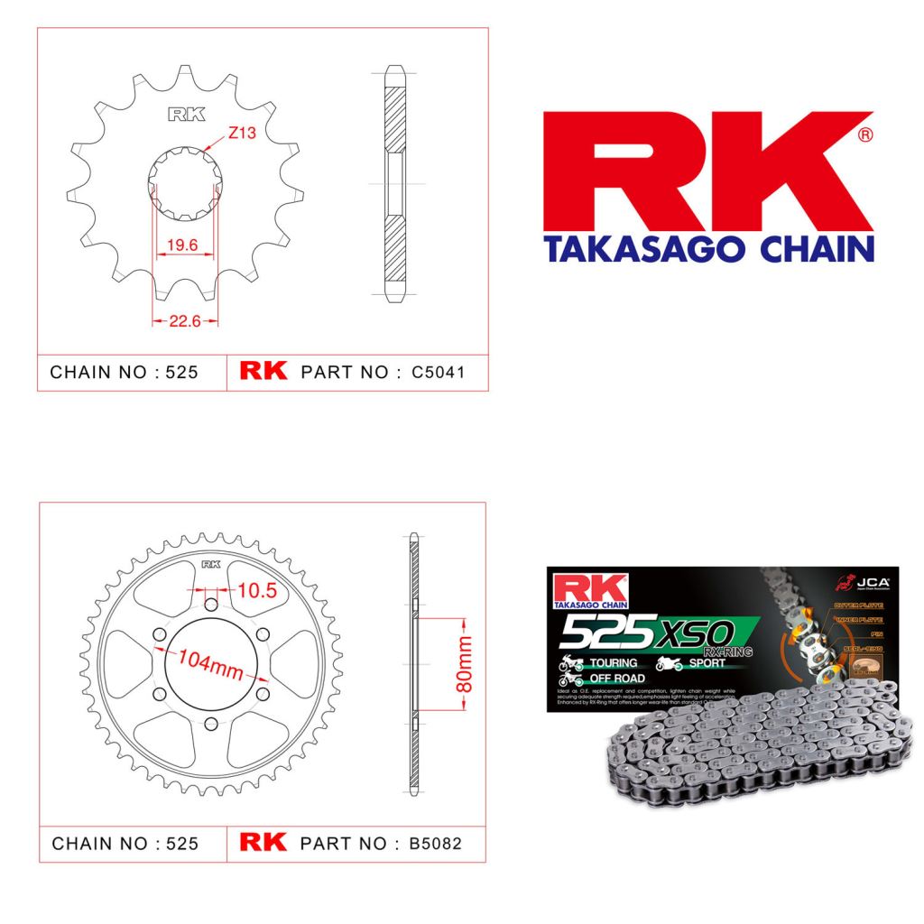 Rk X-ring Zincir Dişli Set 525 XSO-17/40T