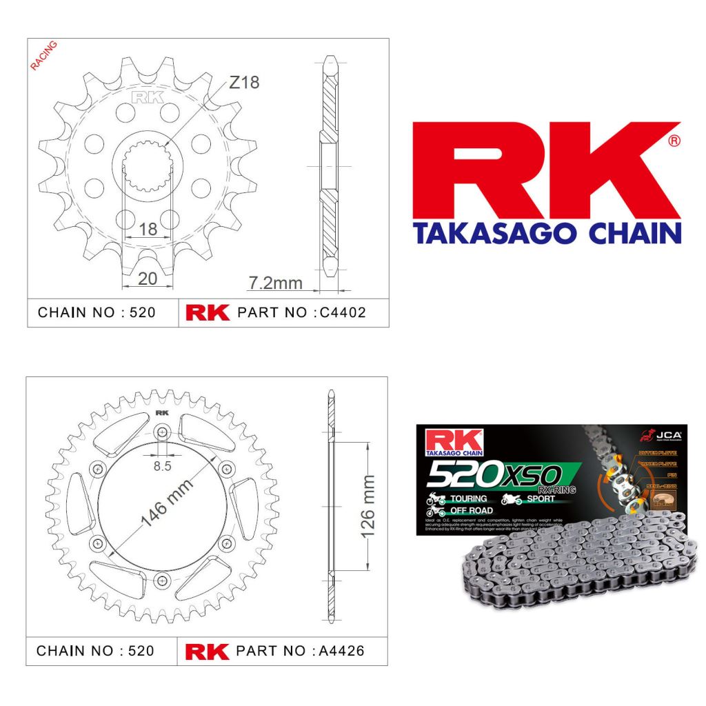 Rk Off-Road Zincir Dişli Set 520 MXZ 12/51T