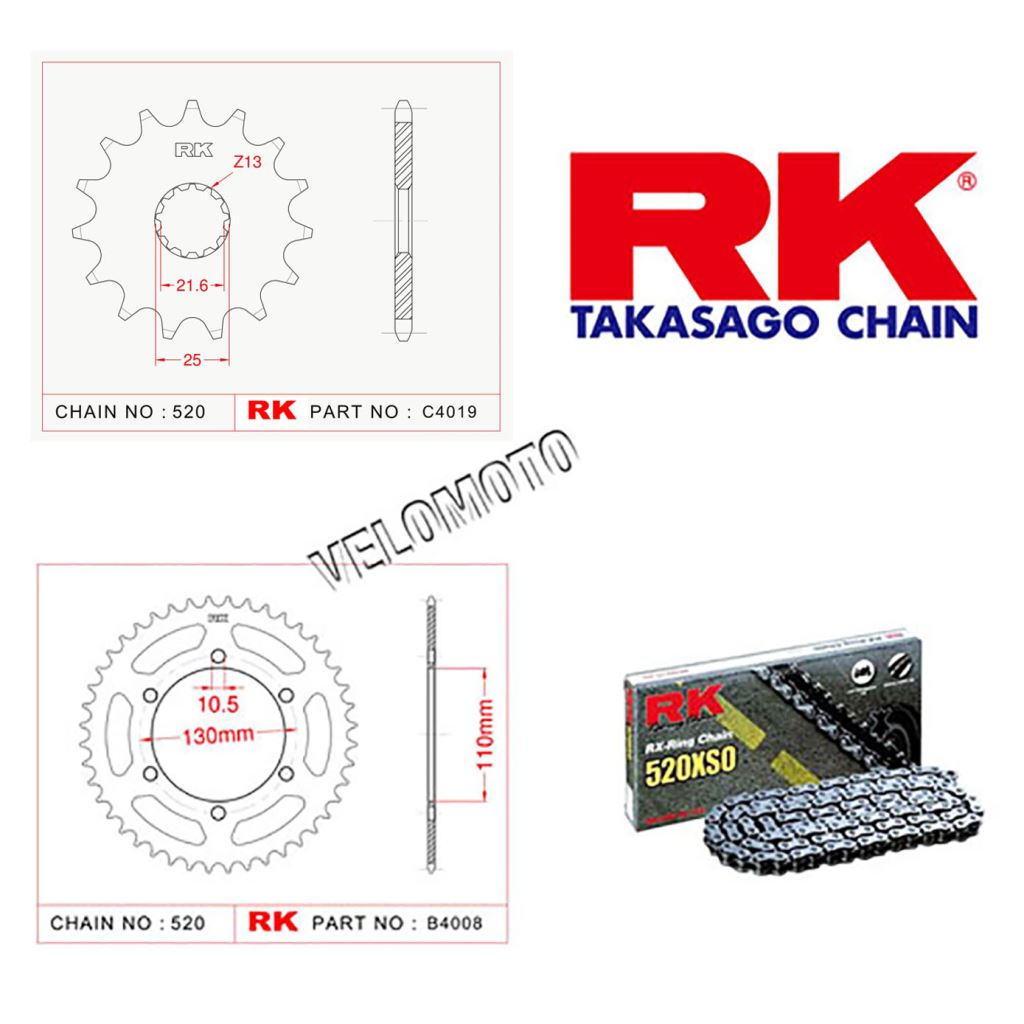 Rk X-ring Zincir Dişli Set 520 XSO-14/43T