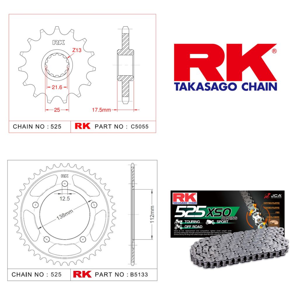 Rk X-ring Zincir Dişli Set 525 XSO-15/41T
