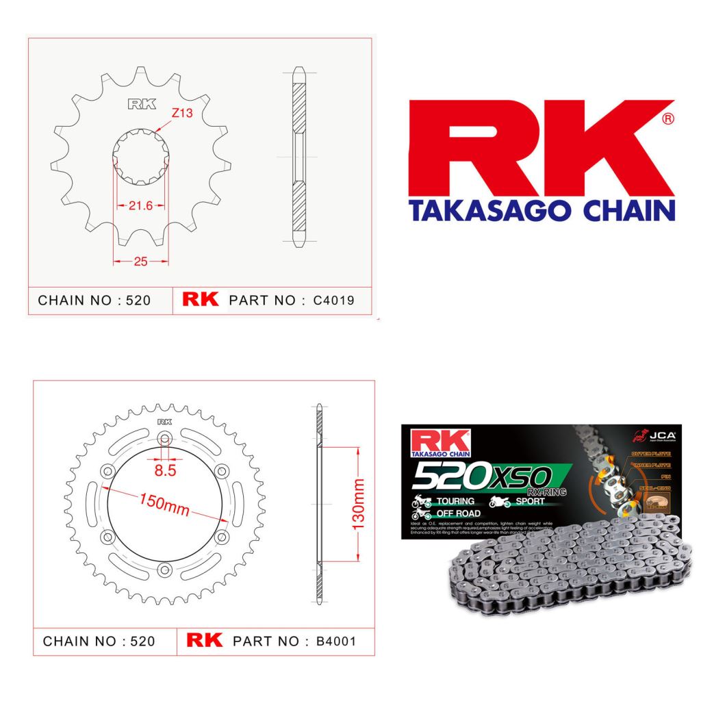 Rk Off-Road Zincir Dişli Set 520 MXZ 14/50T